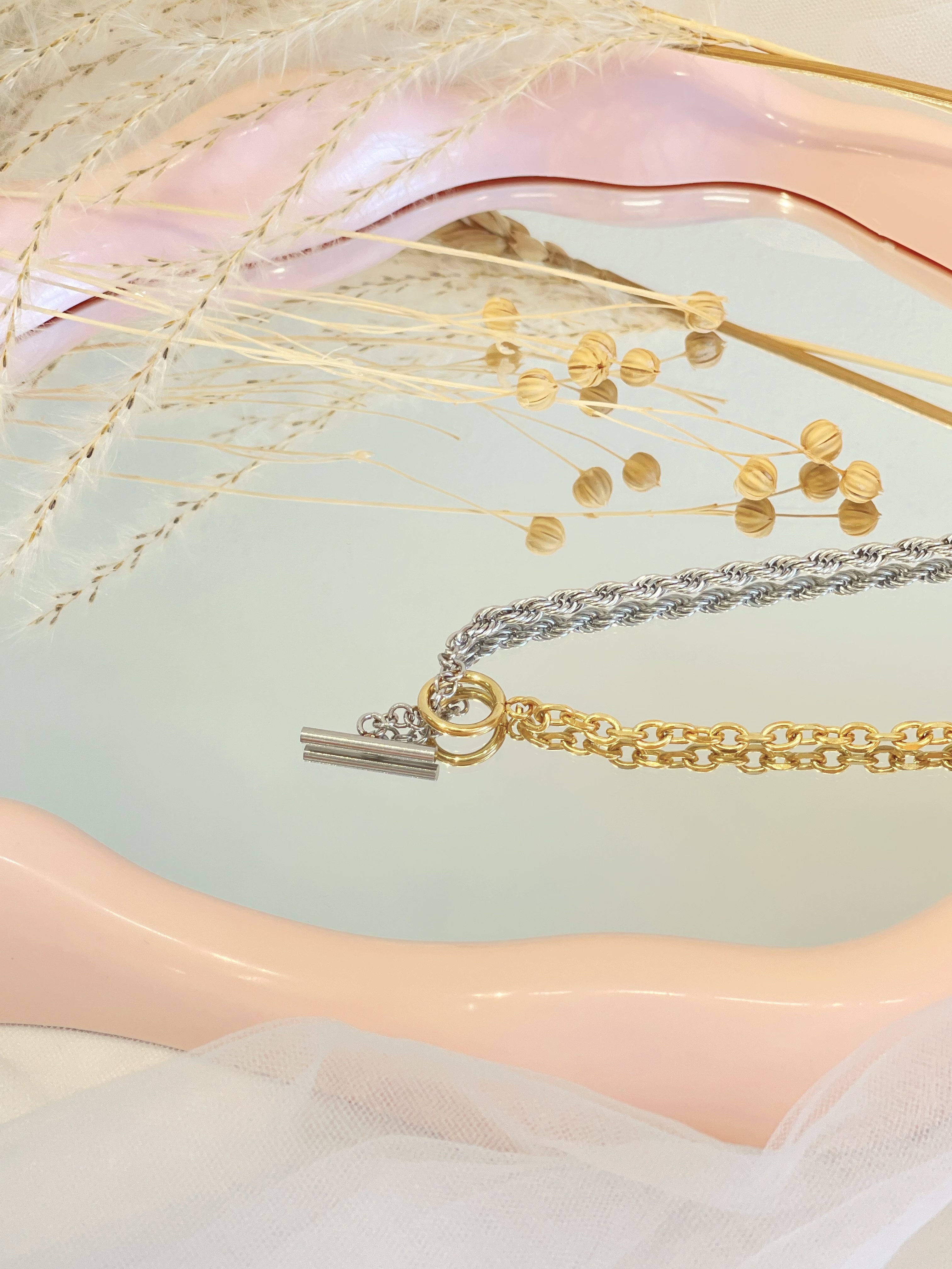 辣妹甜酷OT扣钛钢项链