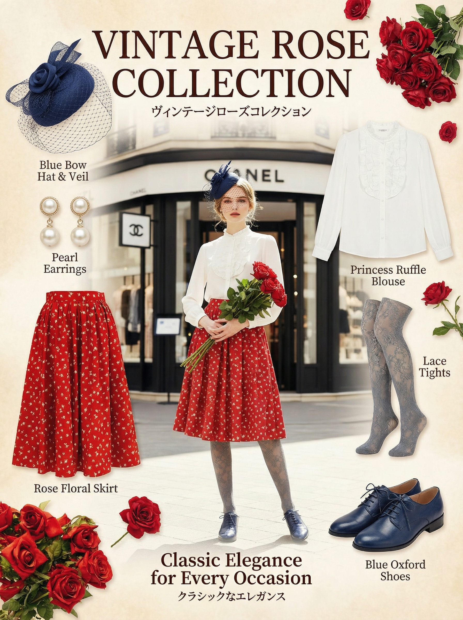 日本製APV禮儀教室篇玫瑰花束經典裙子