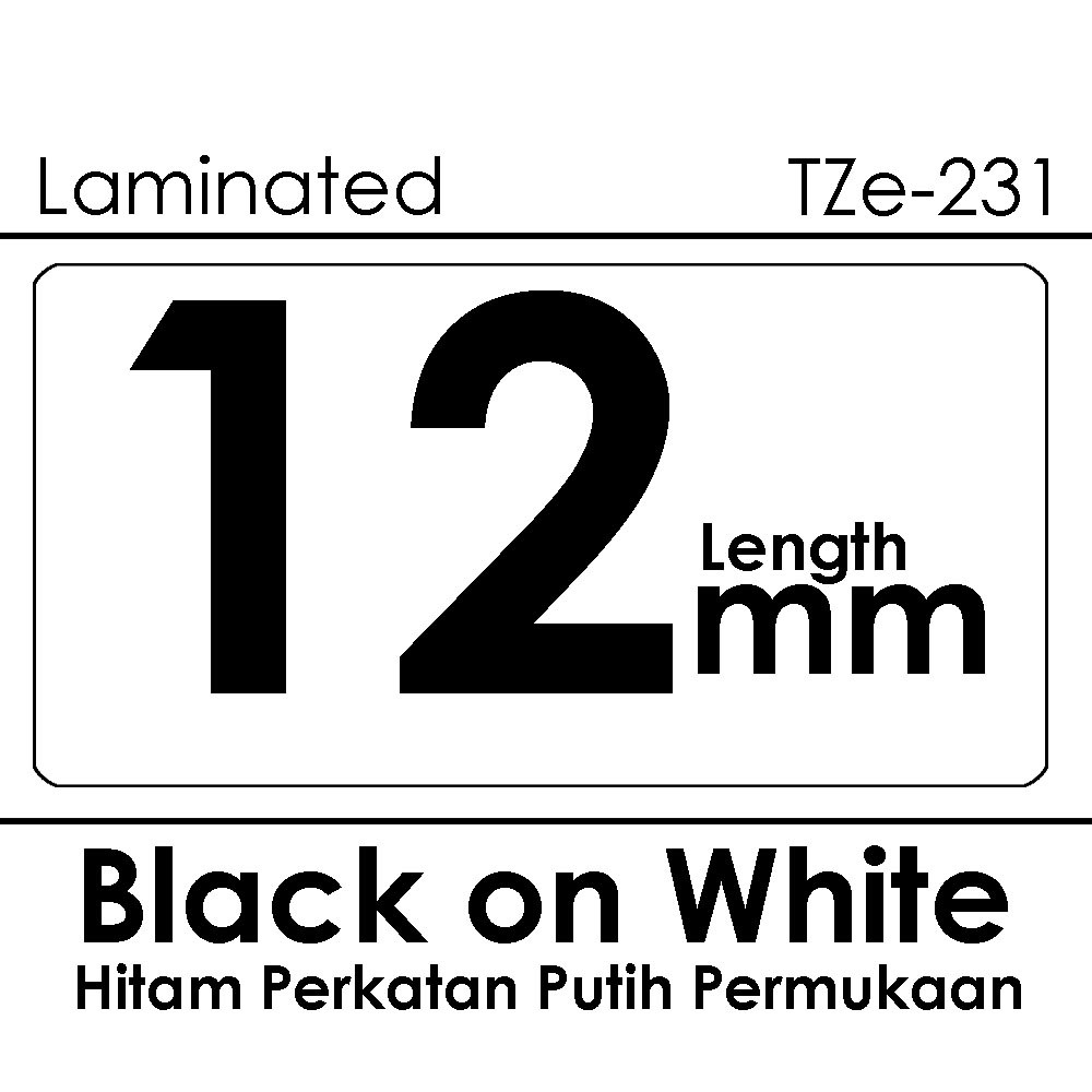 12mm Tze-231 131 631 compatible label tape Label Printer PT-H110 D210 D450 D600 P700 E110VP E300VP P300BT P710 Sticker
