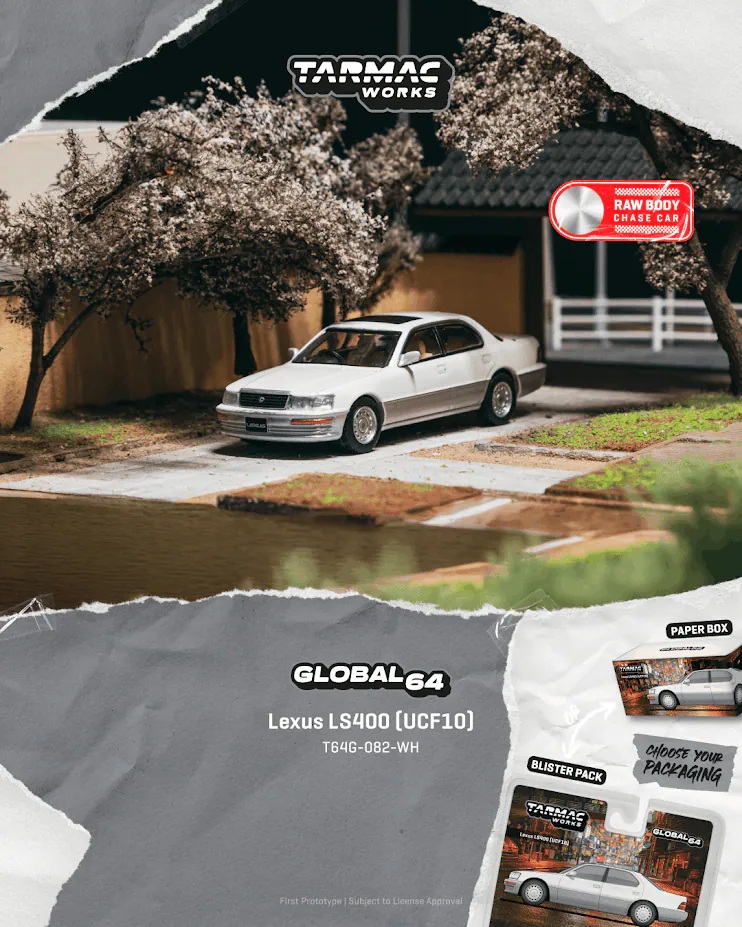 (預訂 Pre Order) Tarmac Works  ( T64G-082-WH ) Lexus LS400 (UCF10) Pearl White