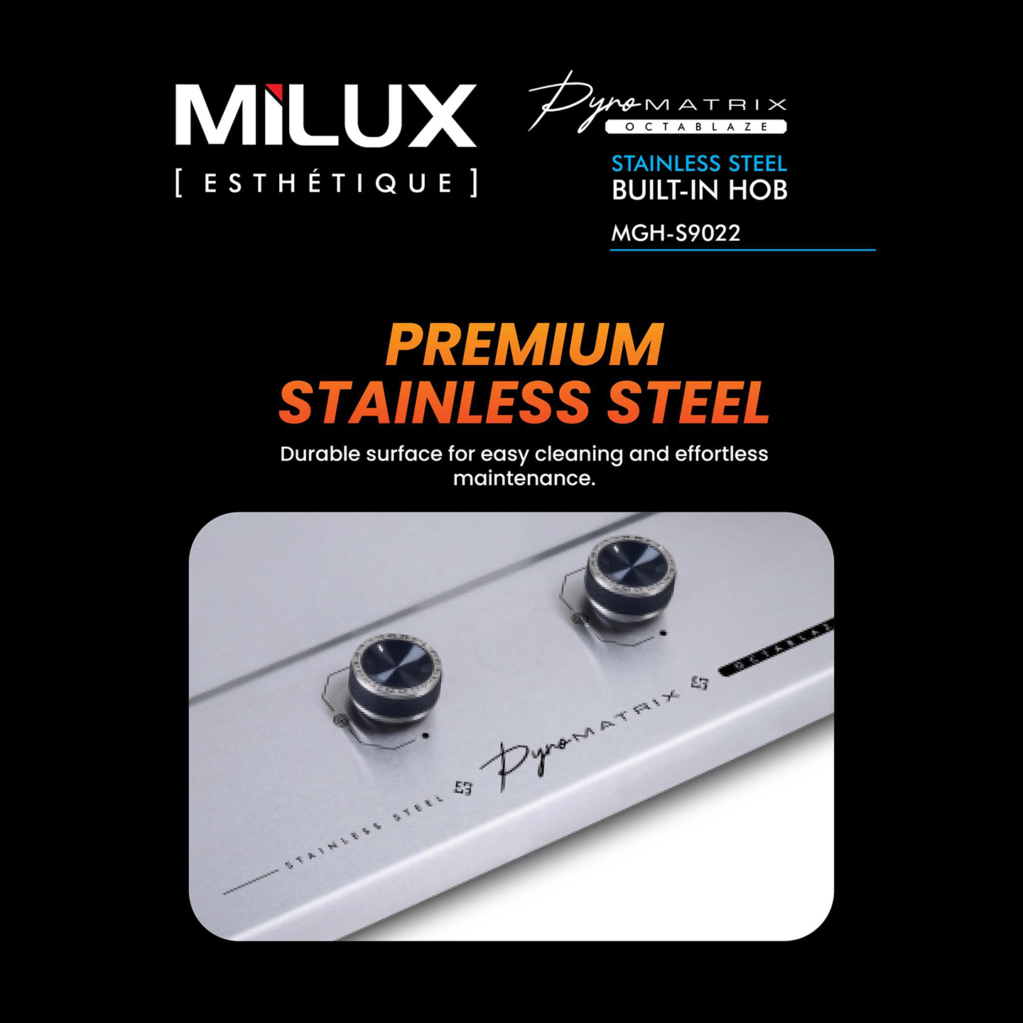 Milux Stainless Steel Built-in Hob (MGH-S9022)