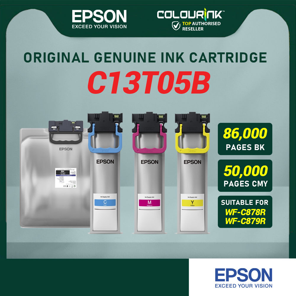 EPSON WF-C878R/879R Pigment High Capacity Ink Water & Fade Resistant Print Up To 86K For Black 50K For Colour