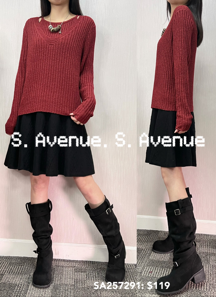 SA257291: 長袖假兩件入膊吊帶線top