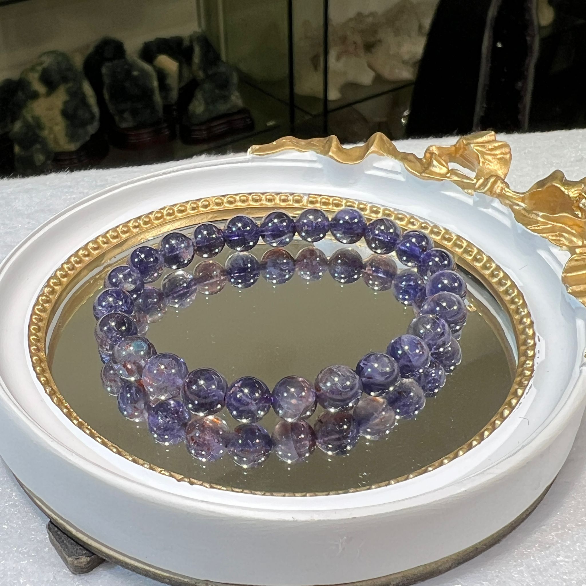 透體血滴✨堇青石手串 7.5 mm +/- #CA0016