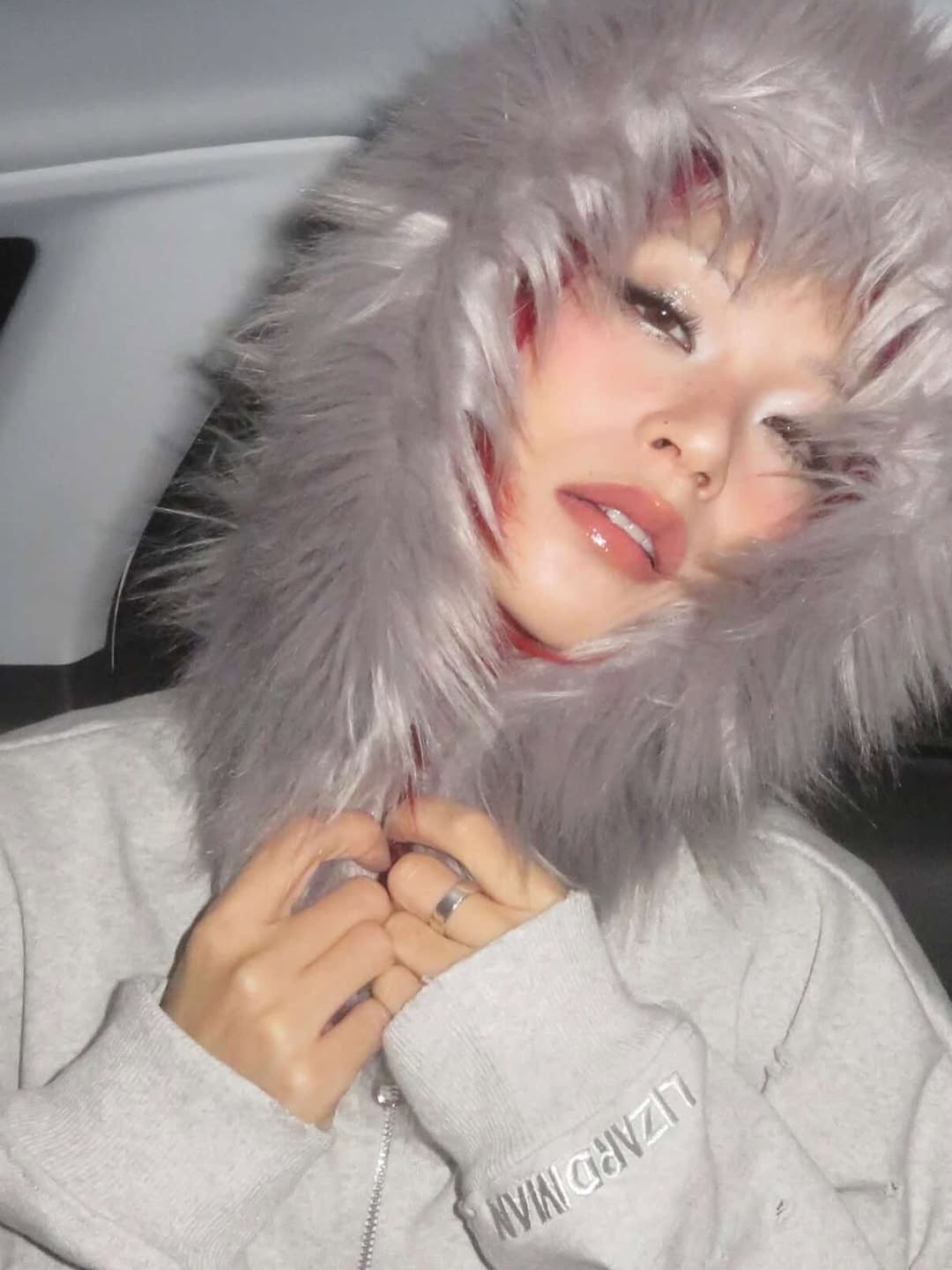 GREY FURY HOODIE ZIP 