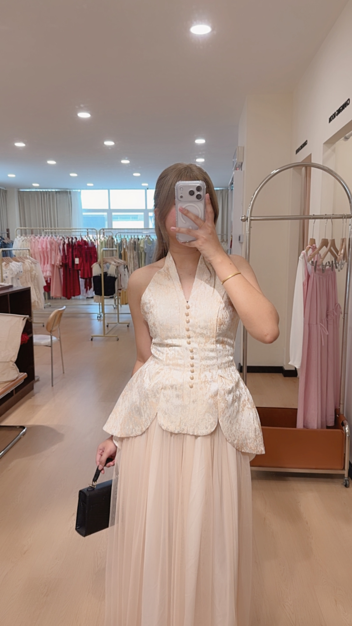 298气质挂脖套装裙