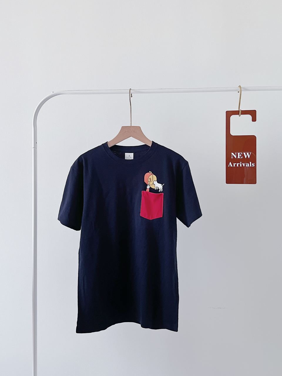 【Re'Me Original design Tee】 Meow Tee with Pocket - 引猫入室