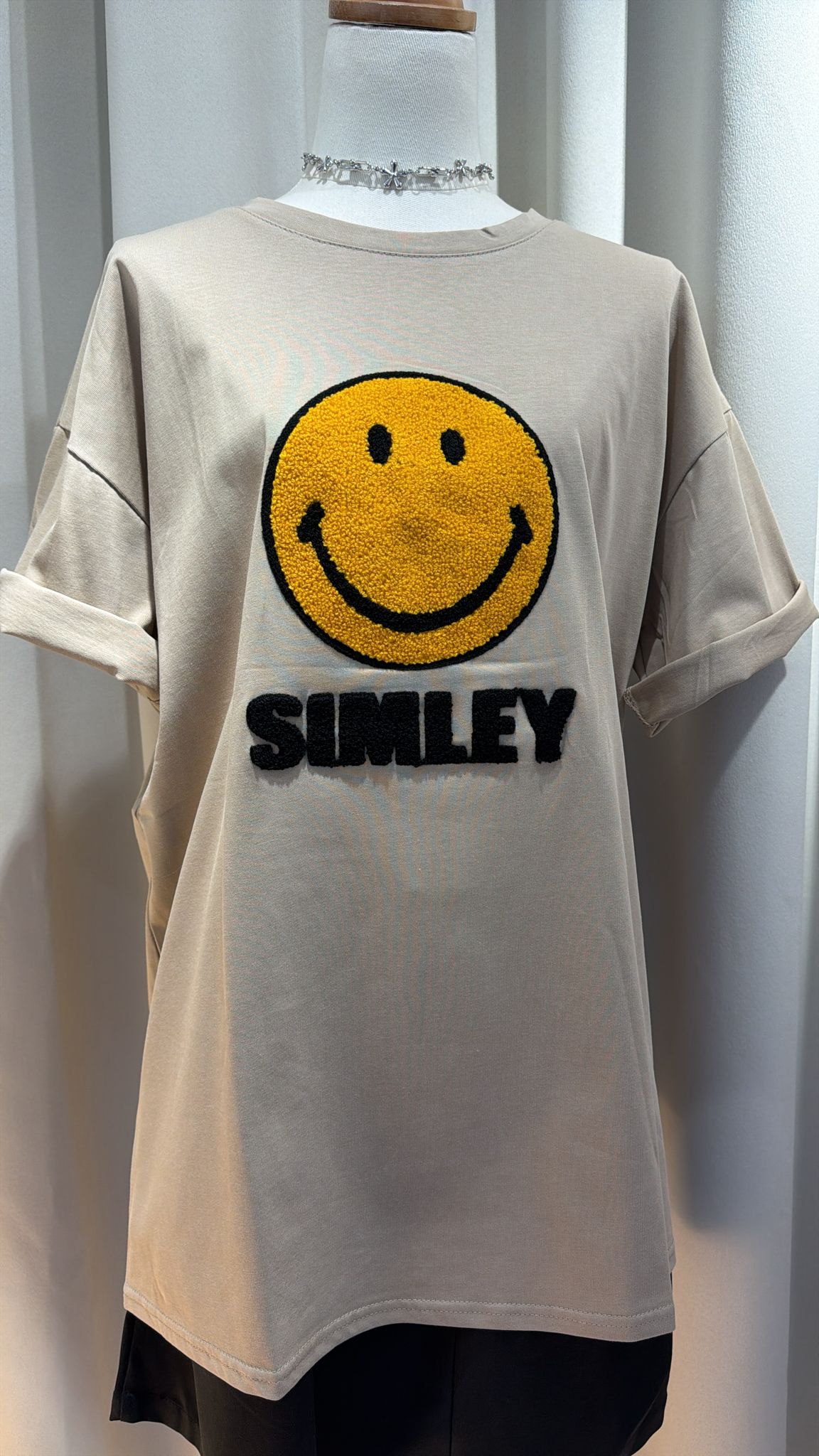 趣味笑臉字母寬鬆T恤