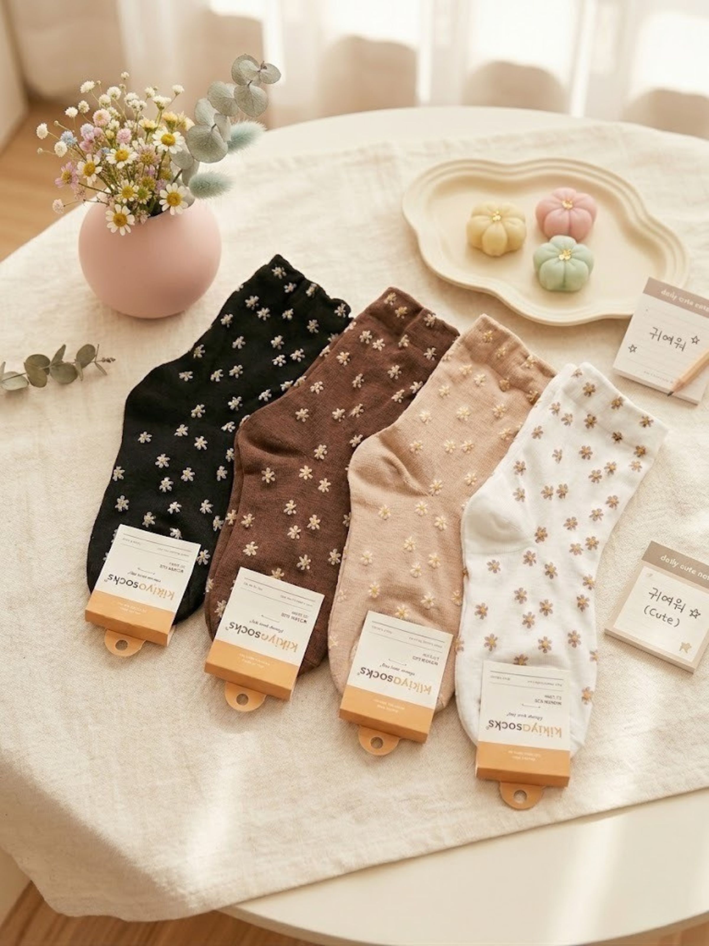 Korean Mini Flowers Women's High Crew Socks