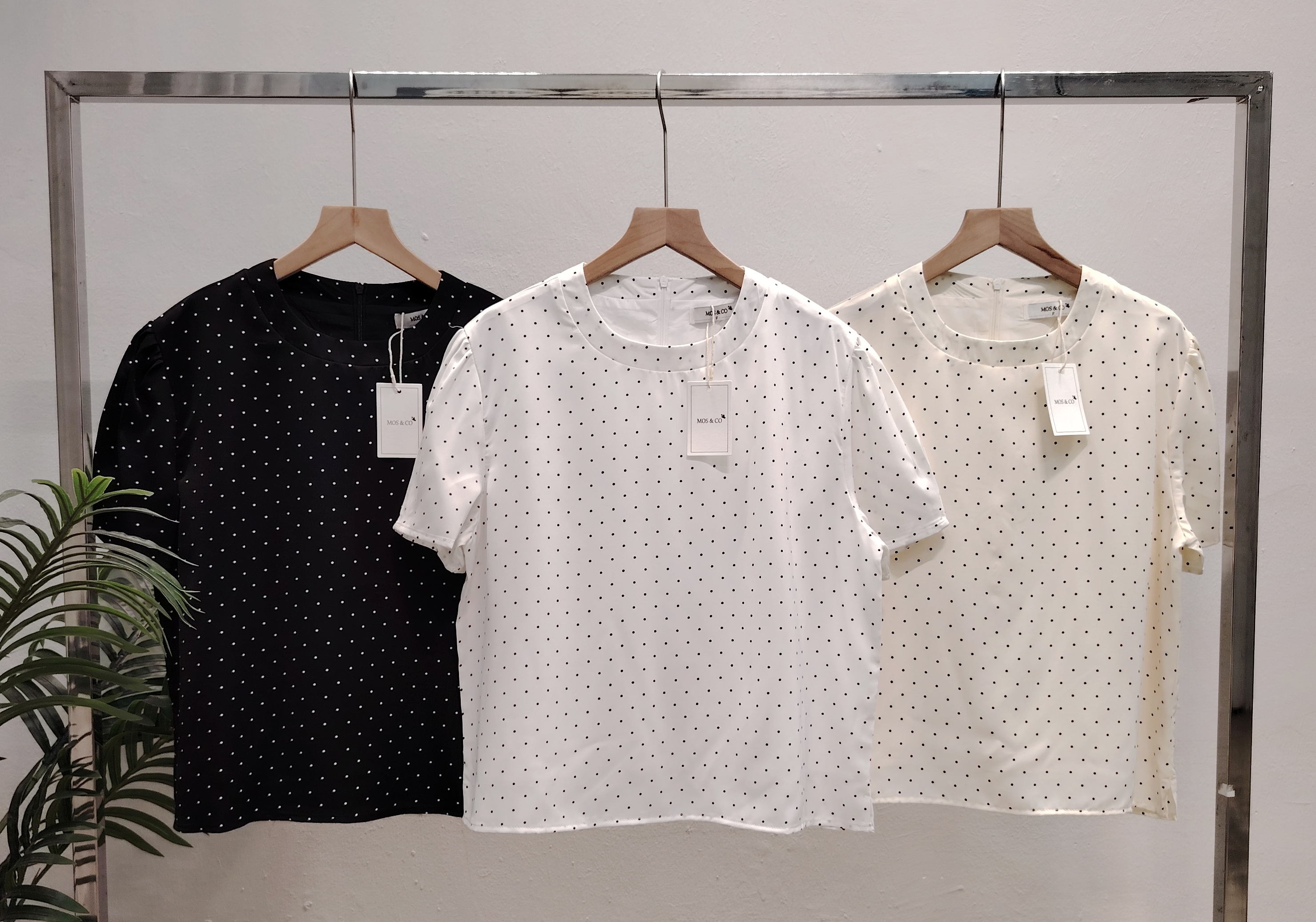 LY611 Chiffon Polkadot Short Sleeve Top