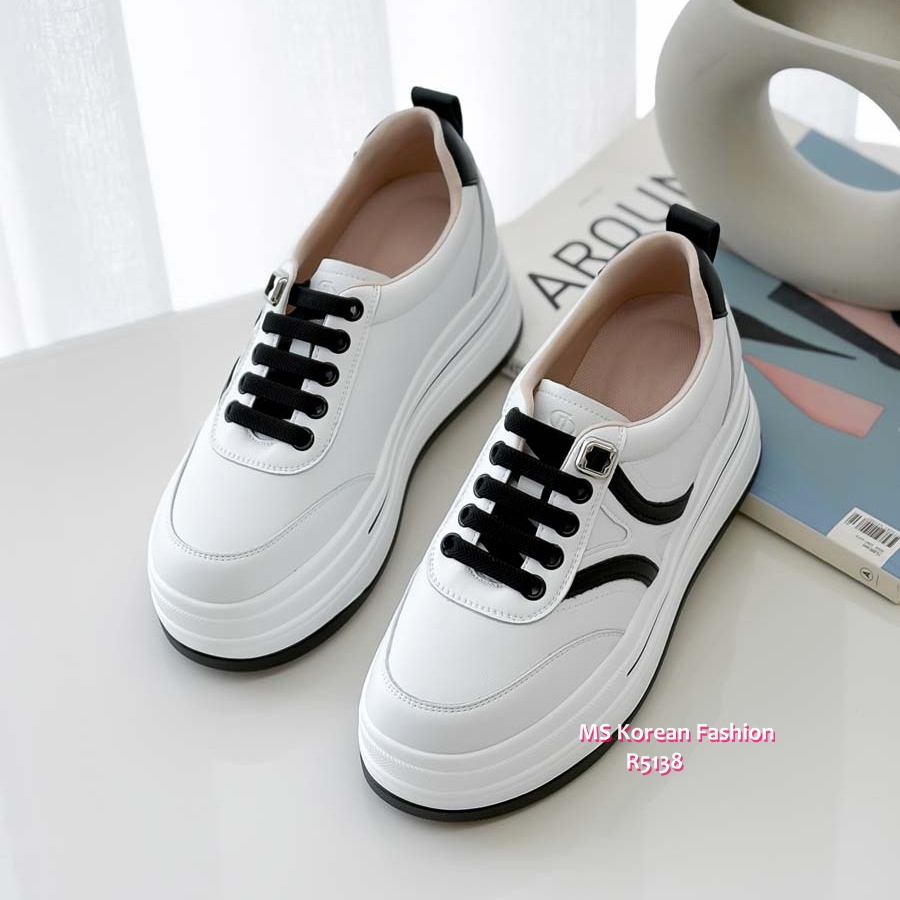 R5138 韓國🇰🇷真皮厚底免綁帶sneakers
