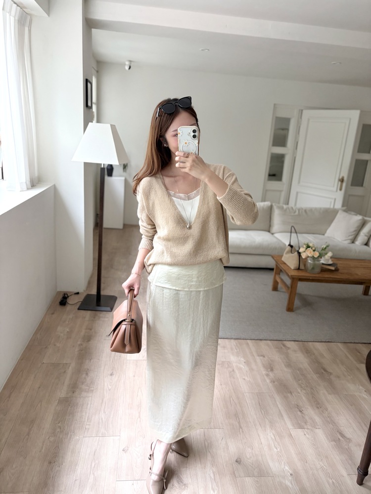 Layering Satin Skirt (Cream)