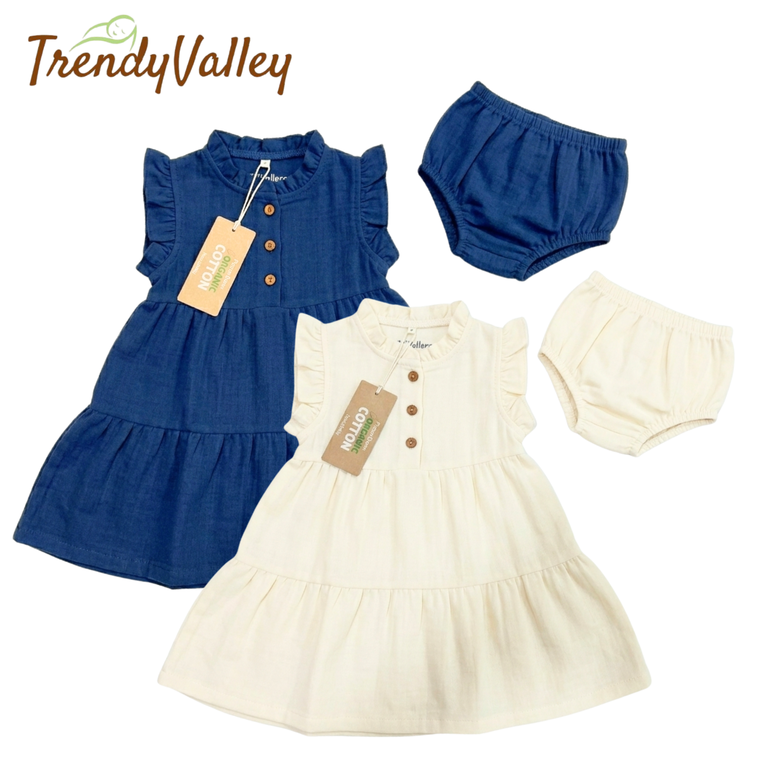 Trendyvalley Gauze Organic Cotton Baby Girl Gauze Dress