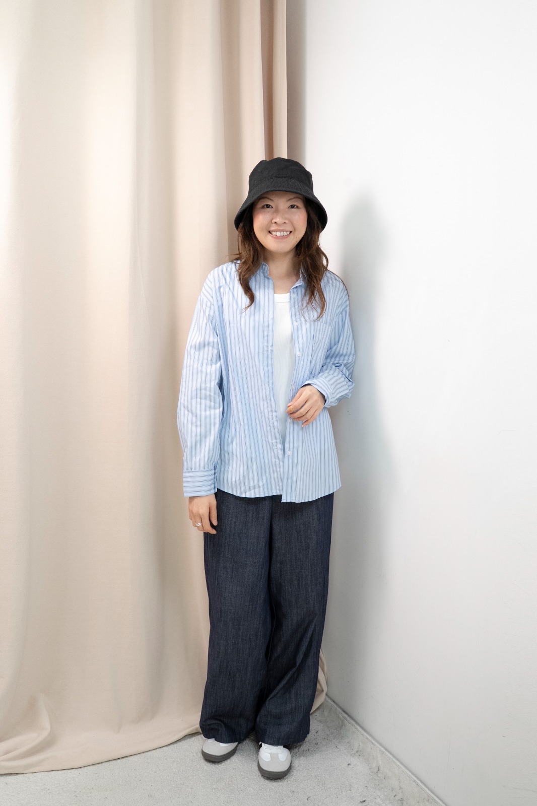 直間紋Smart causal 襯衫（藍啡間）