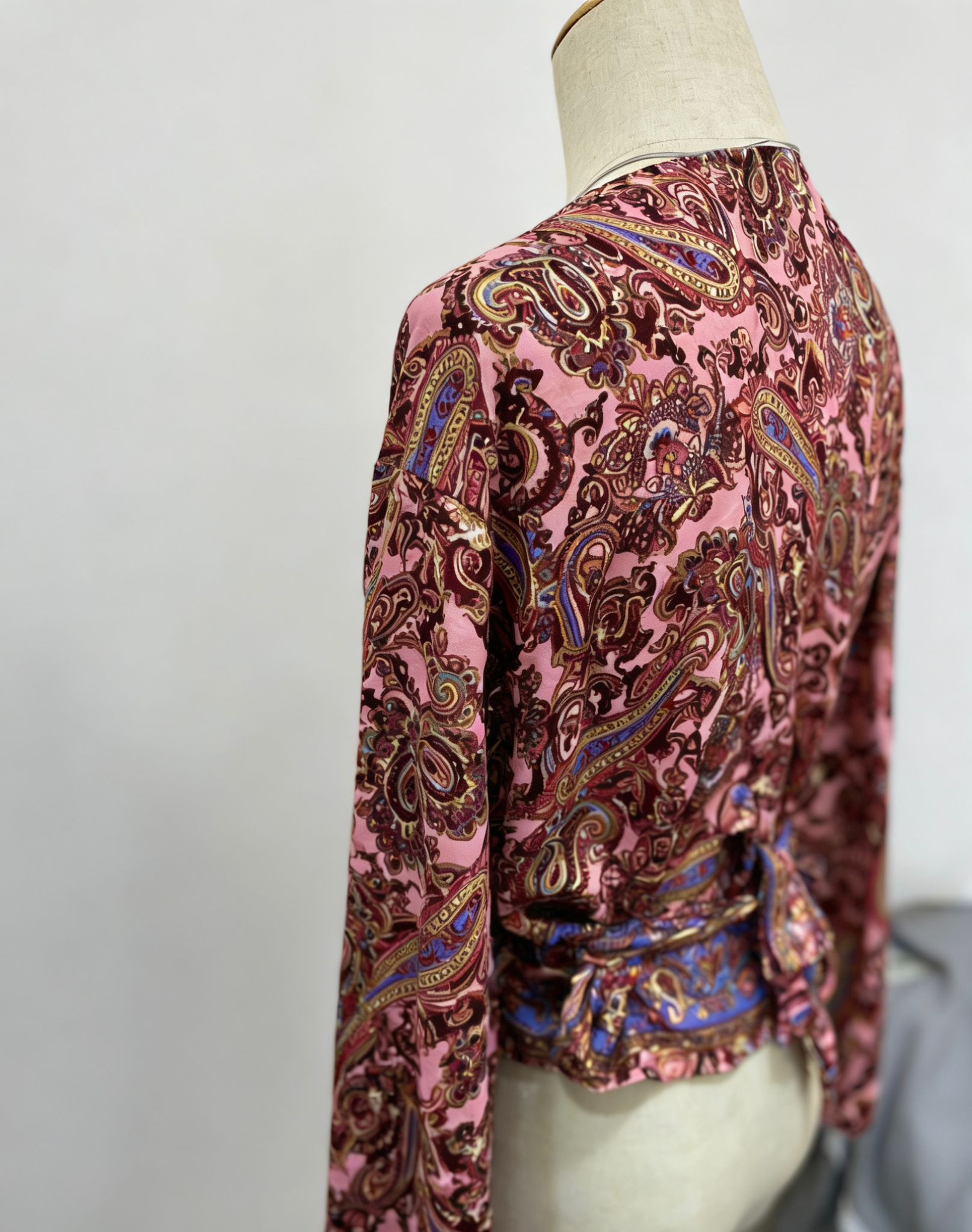 復古佩斯利印花綁帶上衣