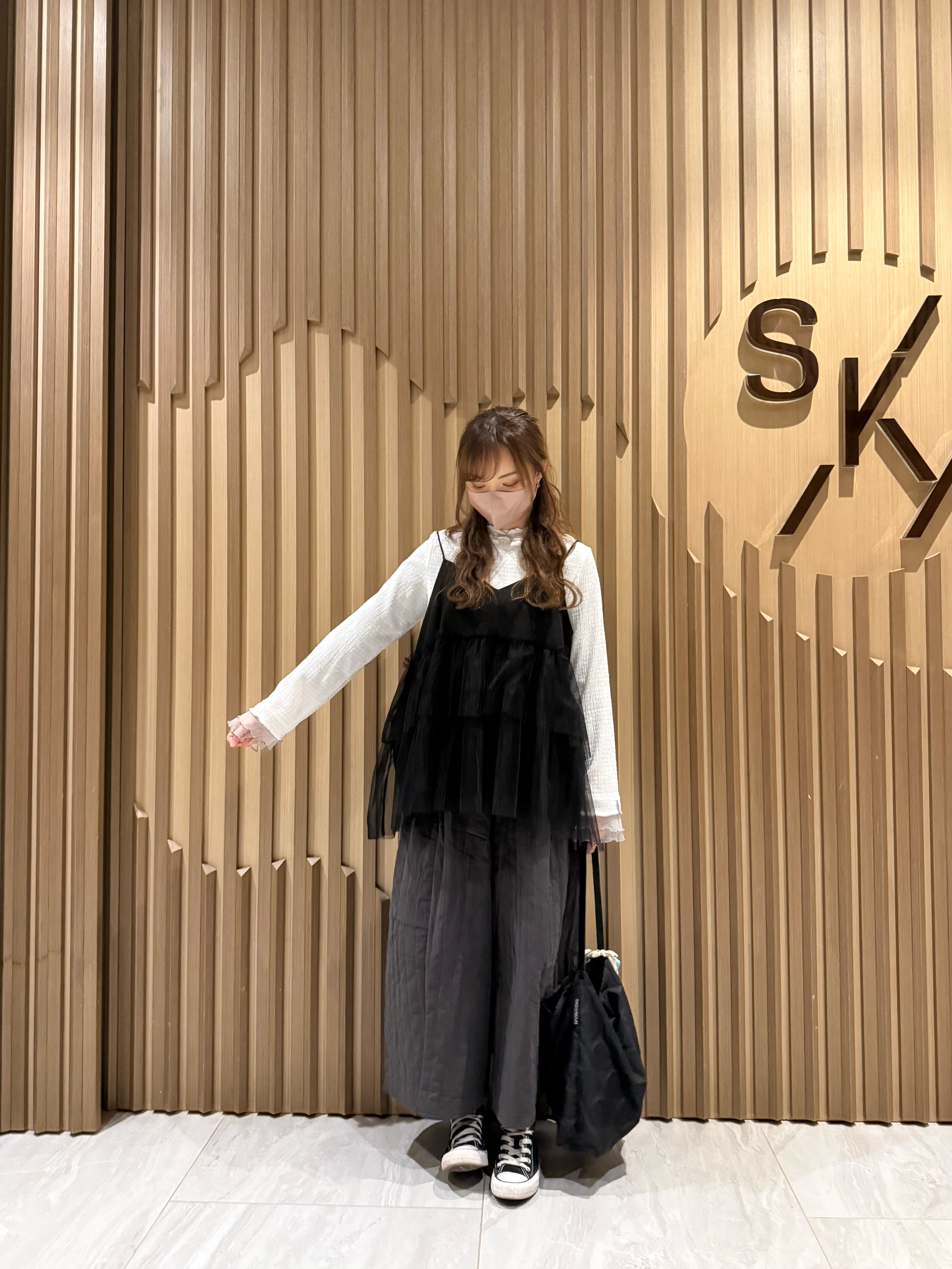 幼肩薄紗吊帶（黑色）