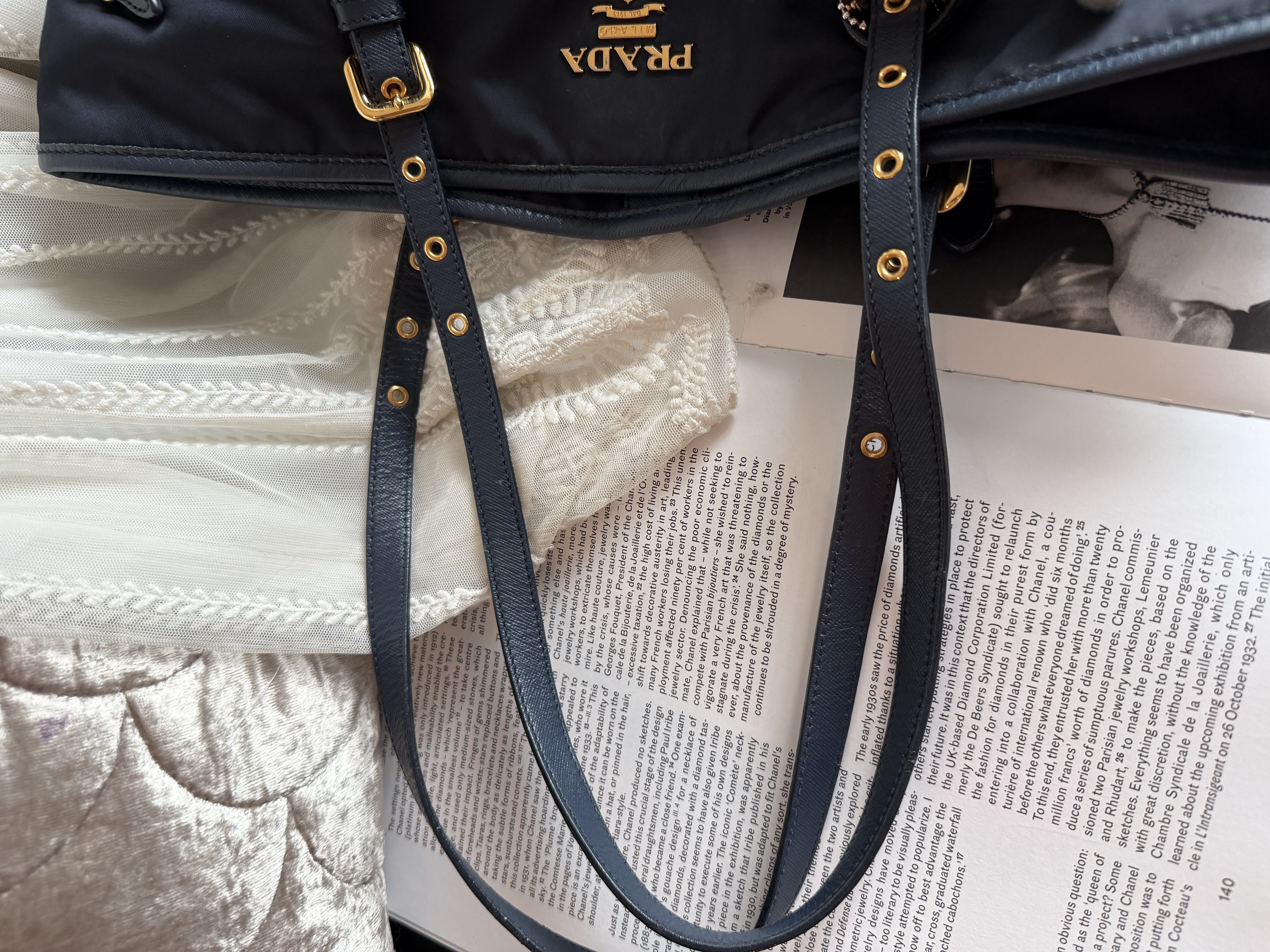 prada re nylon deep navy blue neverfull shoulder bag 