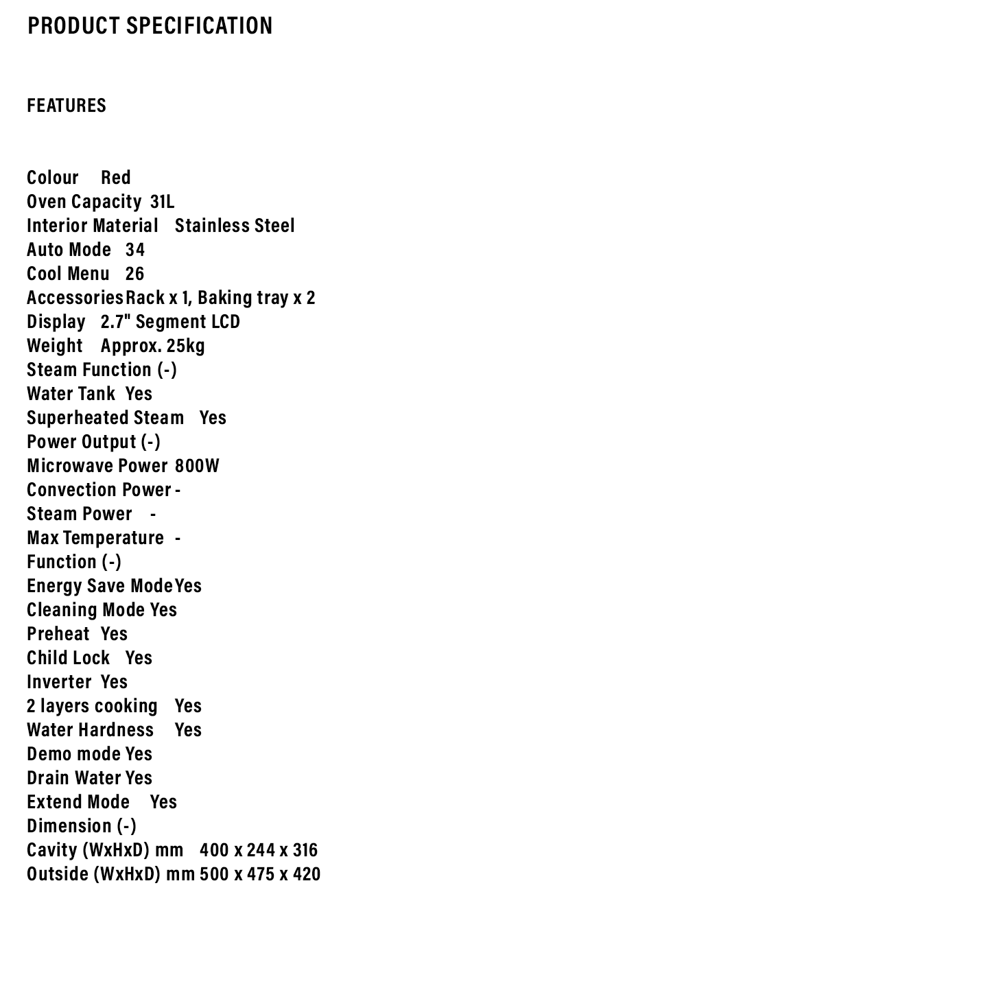 Sharp 31L Healsio Superheated Steam Oven (AX1700VMR)