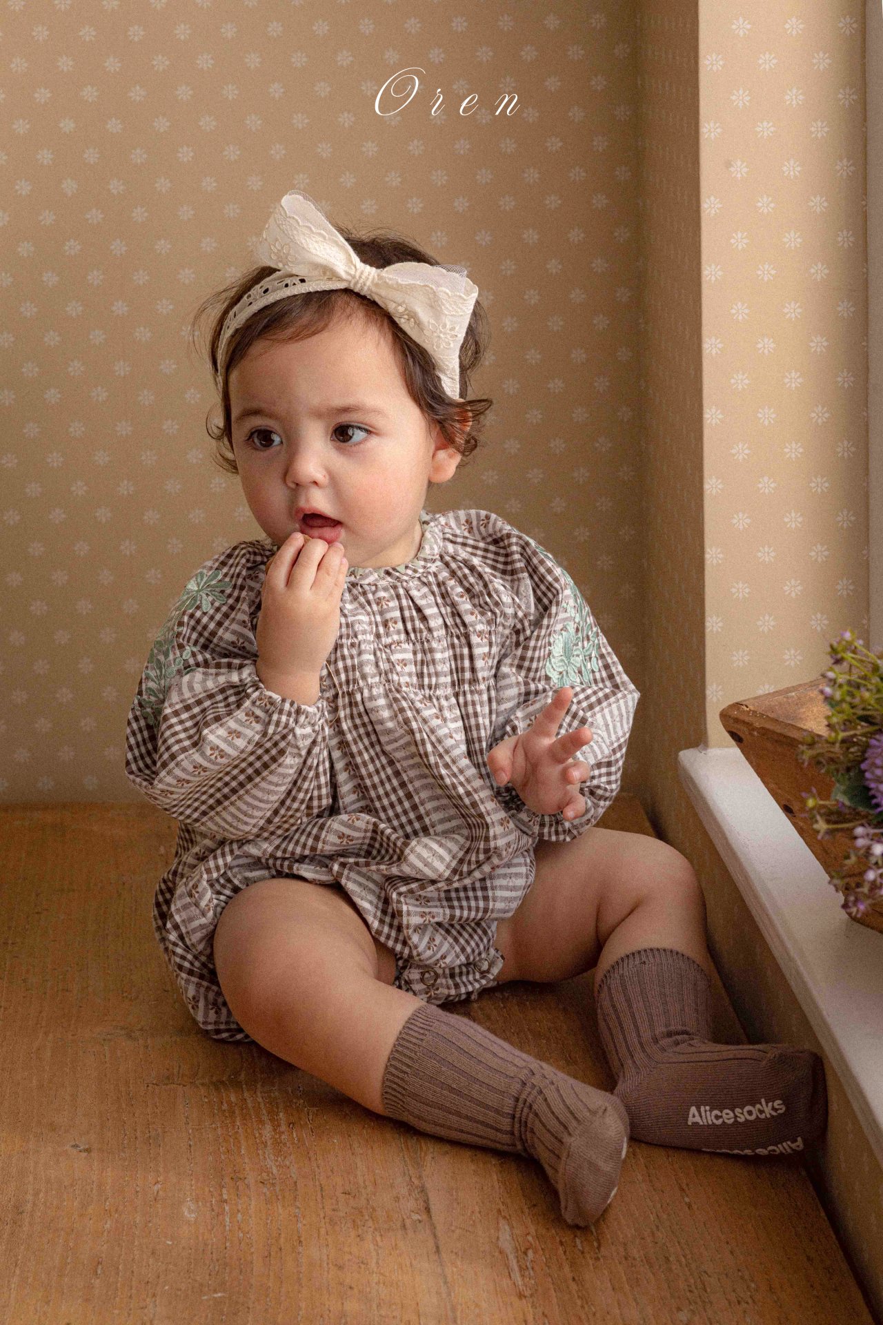 格仔刺繡花花 Jumpsuit / 連身裙 / Lace 圍裙