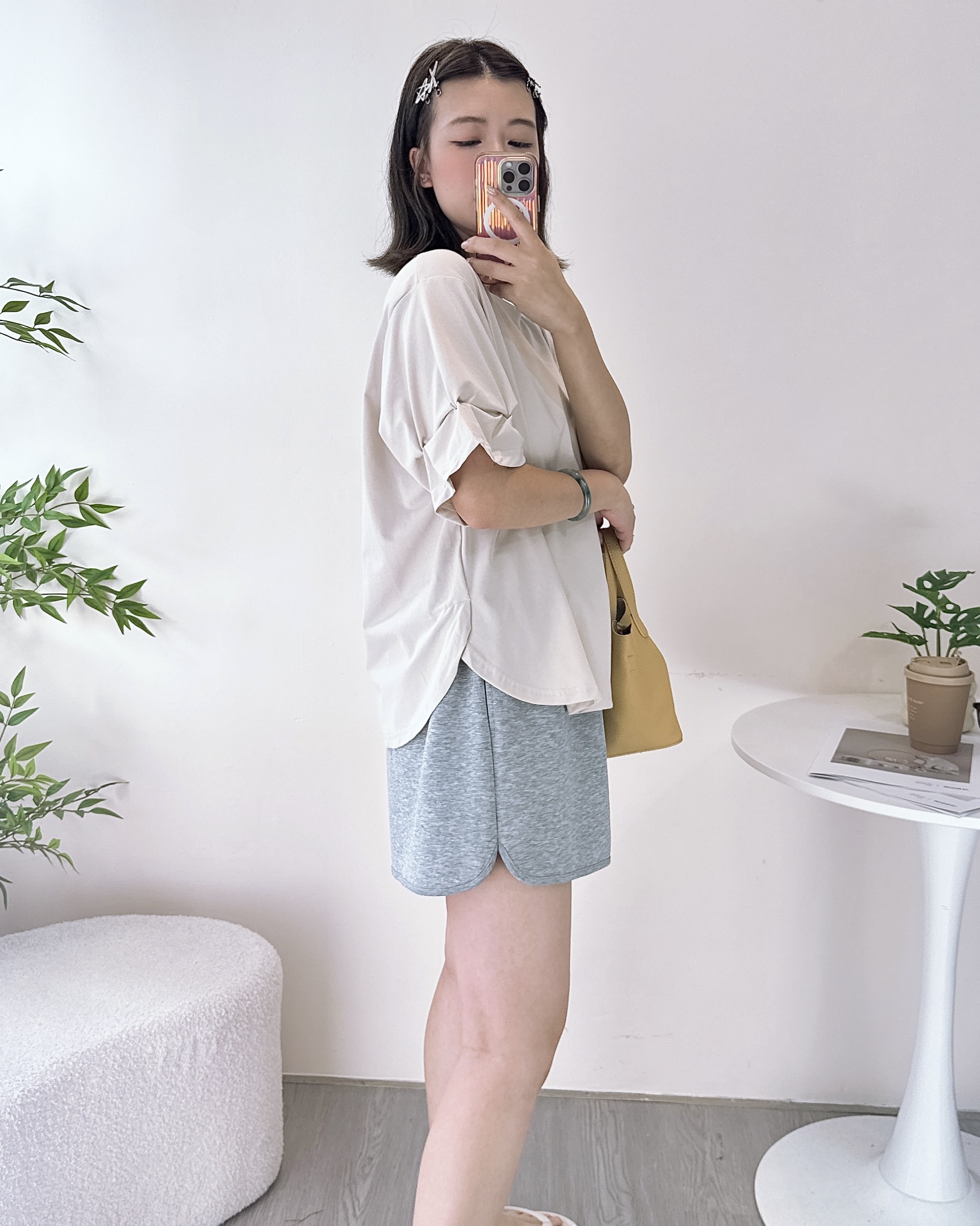 簡約百搭摺袖薄棉上衣 3色