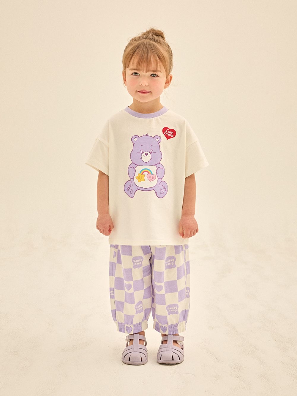 ☀️預訂 韓國直送☀️🇰🇷正版Care Bears兩色幸運朋友小熊印花棋盤格紋上下套裝