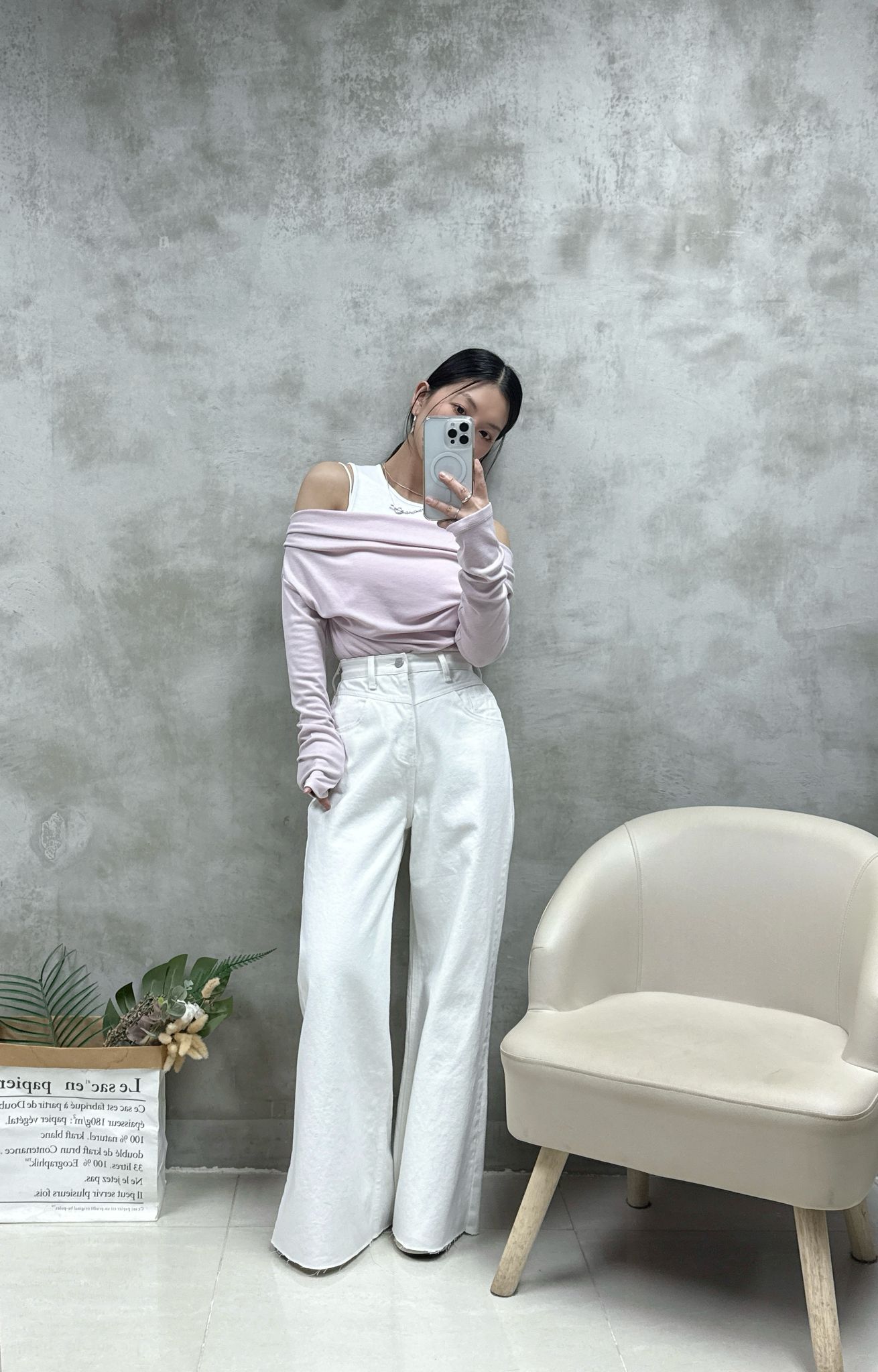 A05 假兩件拼色露膊Top