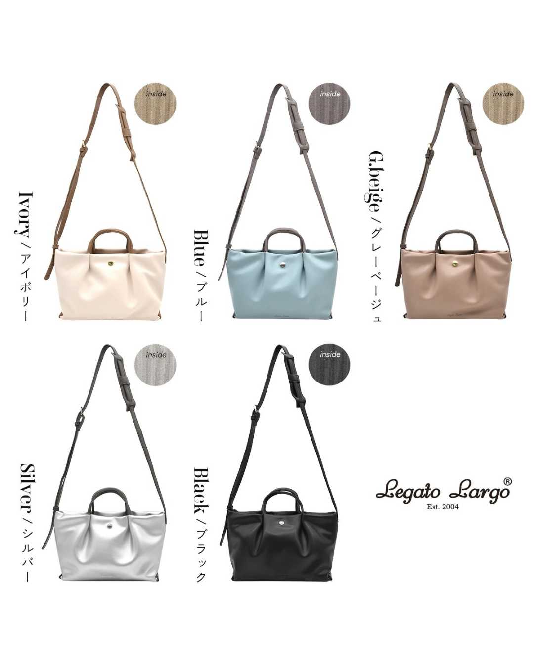 日本代購【 日本直送 Legato Largo 肩楽 減壓系列 微光澤 PU料 大容量 迷你 單肩袋 | Mini Shoulder-Relief Bag • Glossy PU Material & Spacious 】