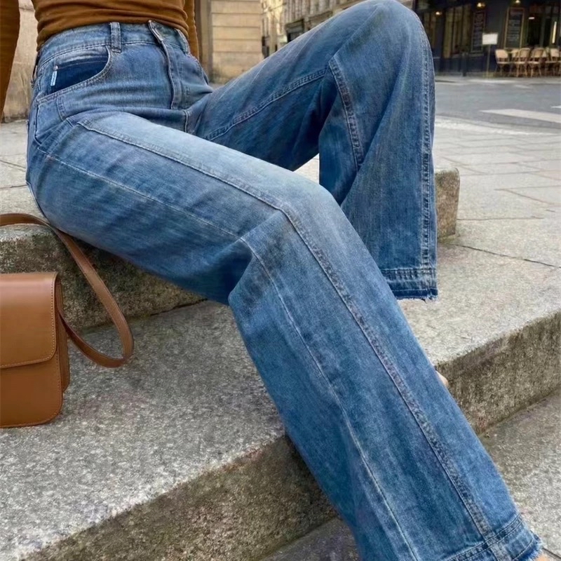 洗水立體cut 闊腳牛仔褲