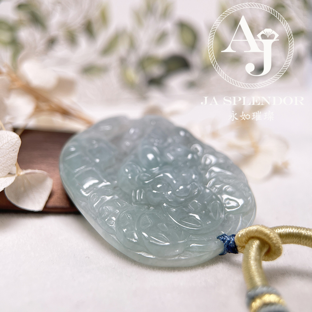 JN-1544 天然翡翠A玉 冰糯晴綠招財鎮宅貔貅挂件