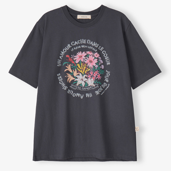 [NONLOCAL x SEOLLZZI] Bouquet Hand-Drawing T-Shirt (2種)