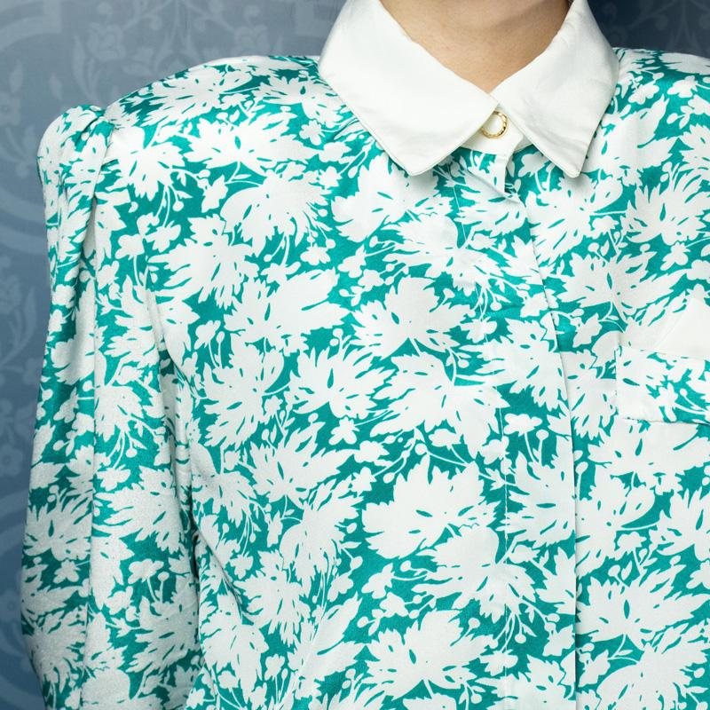 Vintage Lori Ann C.a. 1980s Leafy Pattern Low Waist Pleated Day Dress (MU103-19)