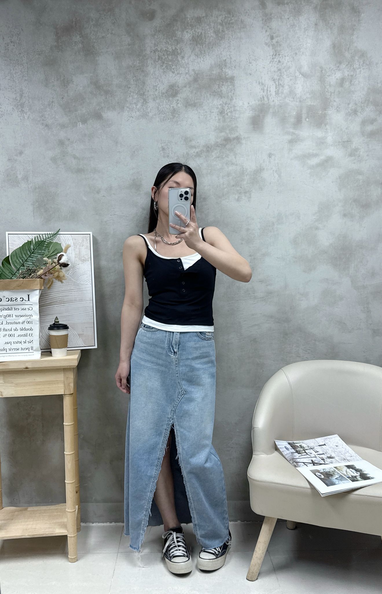 B10 拼色扣鈕Bra top