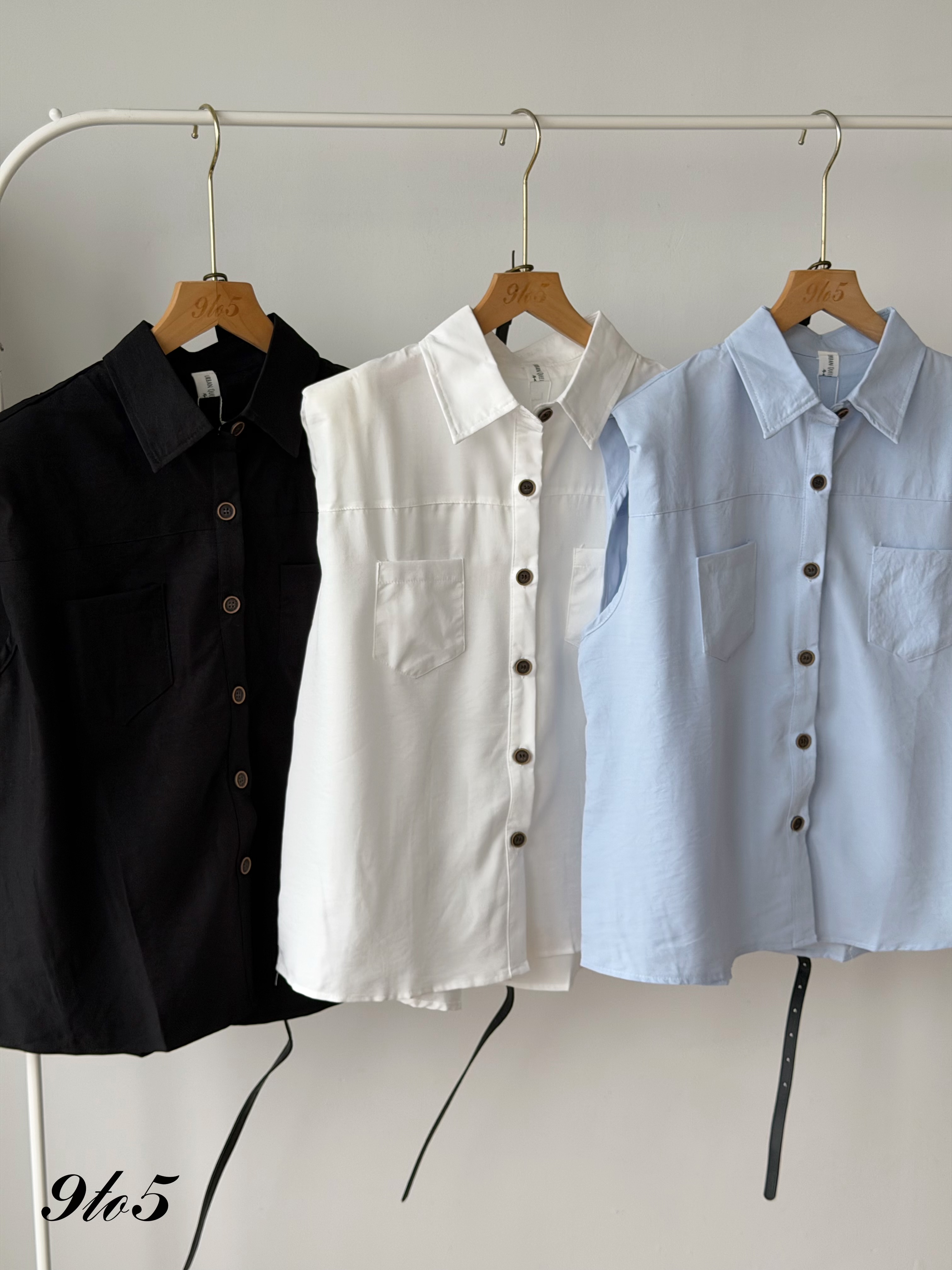 T4467 Sleeveless Tie-waist Shirt - 3 Colors 