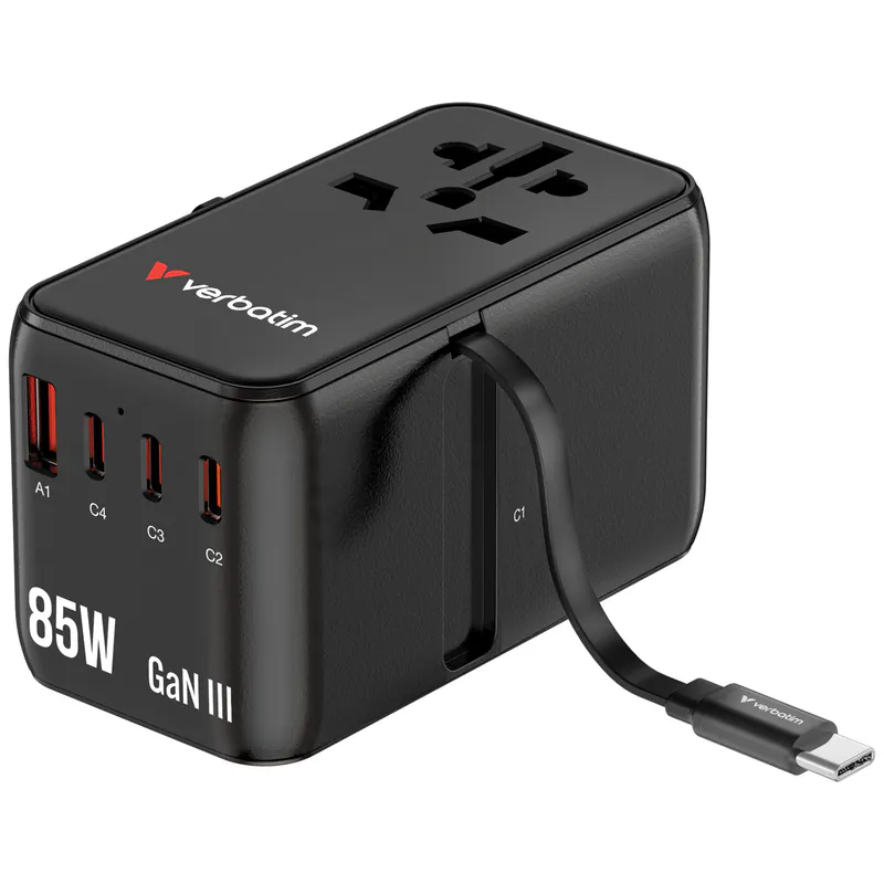 香港行貨 2年保養  Verbatim 威寶 Charge 'n' Travel 85W 通用旅行轉插連伸縮充電線 (CNT-02) 30176