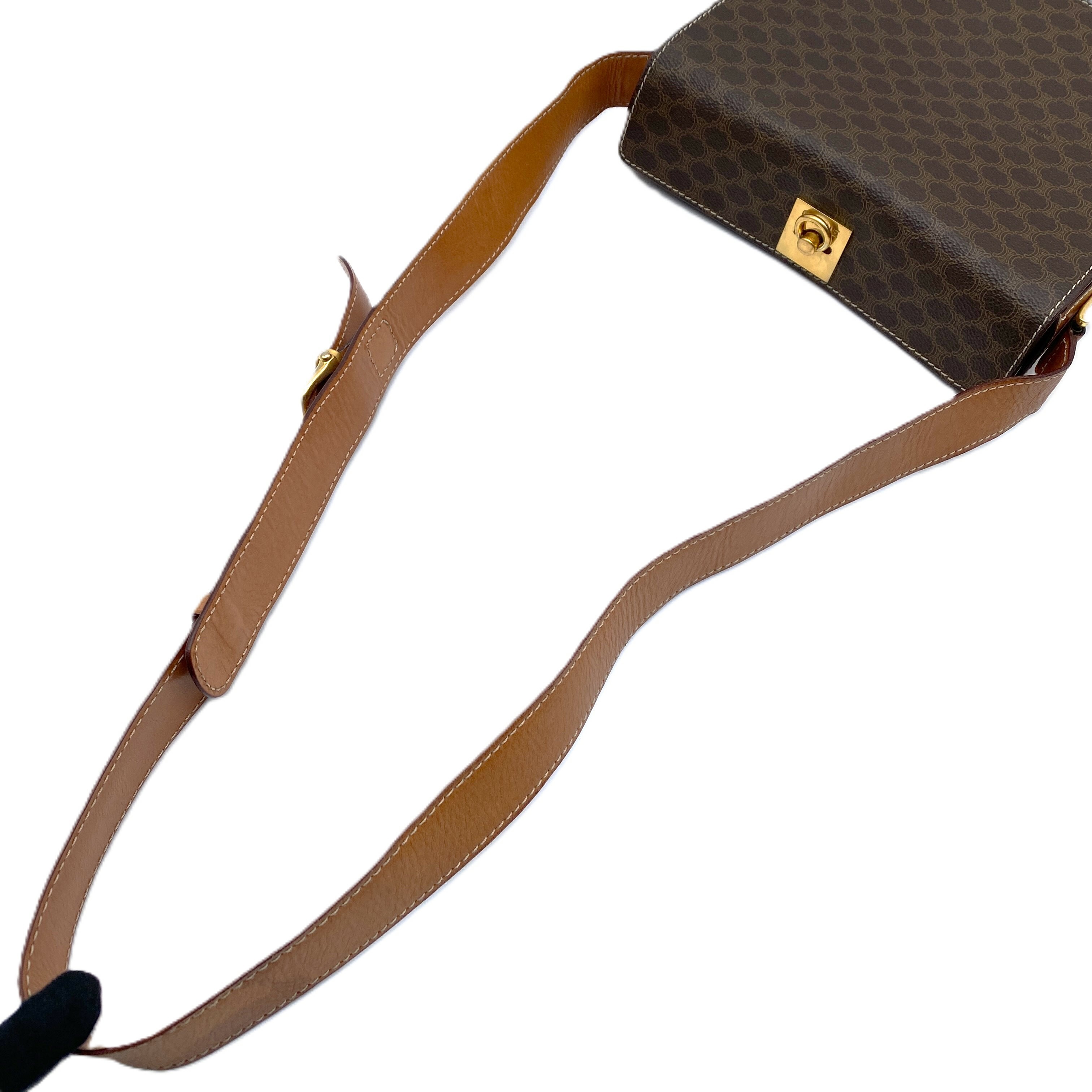 Celine Brown Macadam Pattern Vintage Shoulder Bag