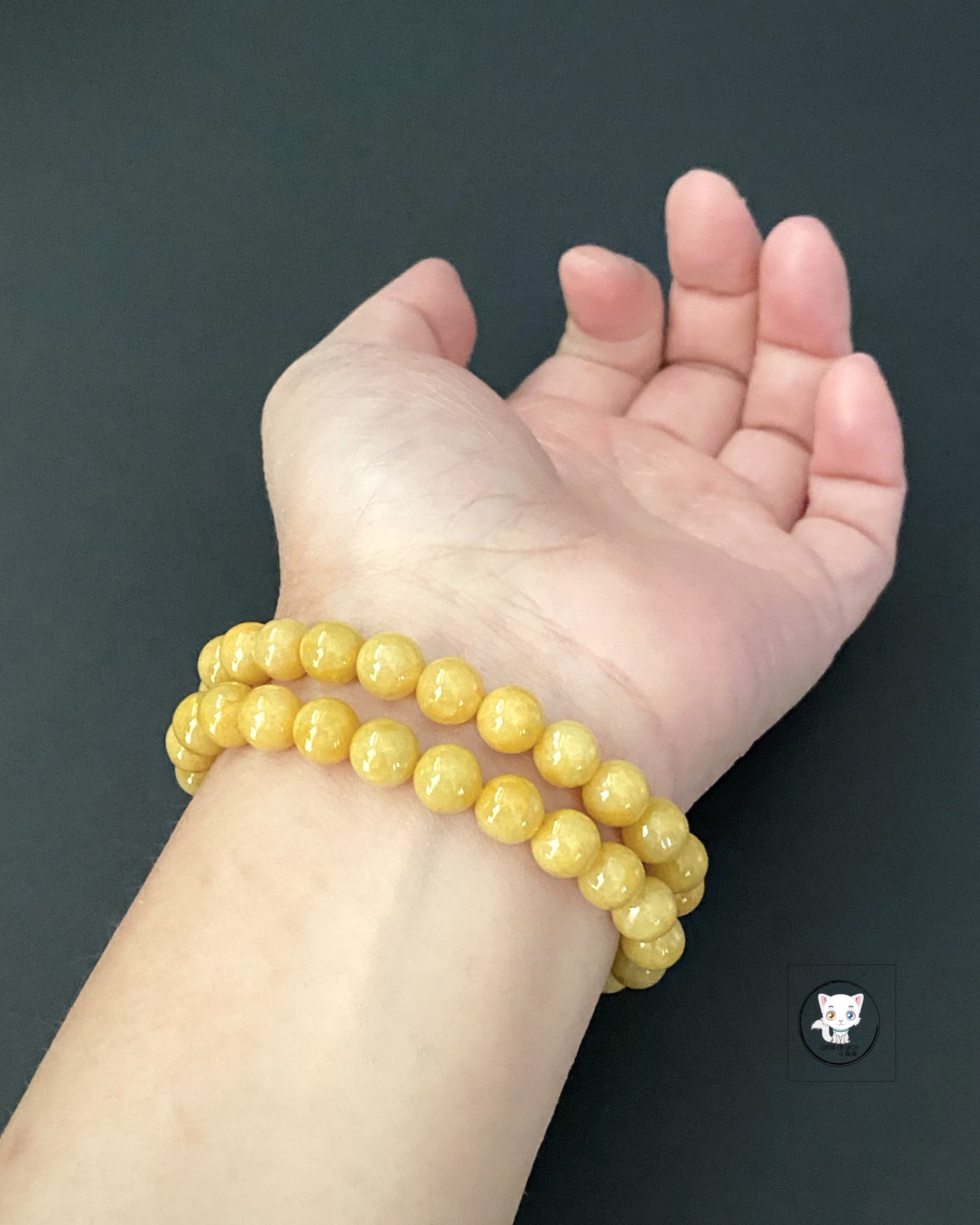 緬甸天然黃翡翠手鏈 8mm