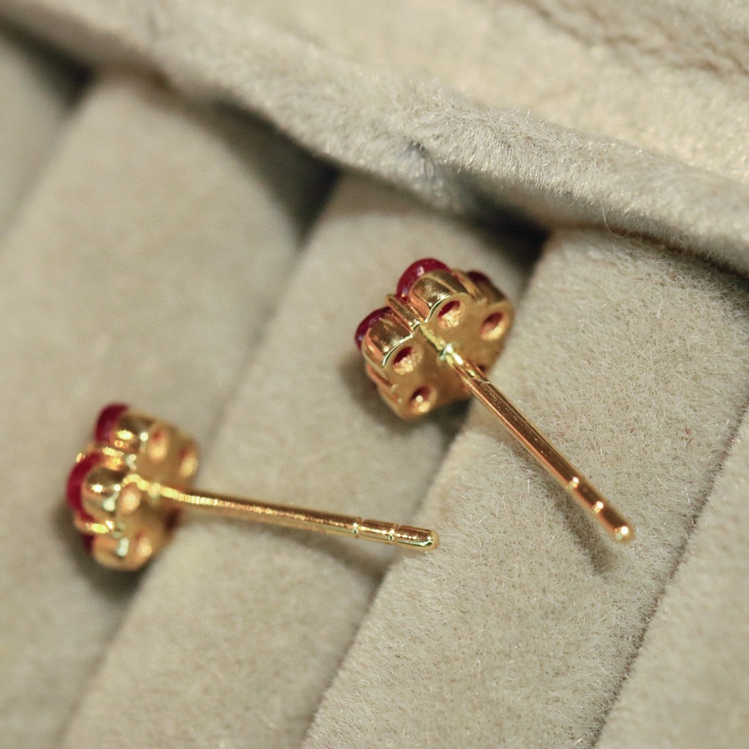 18K Ruby Diamond Earrings 