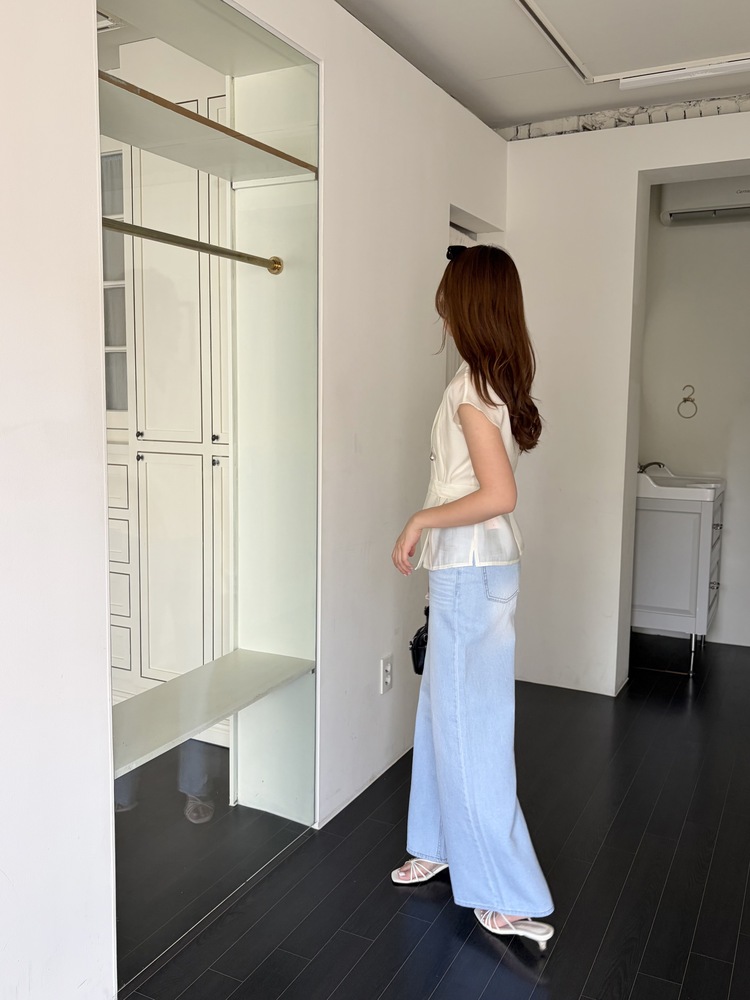 Silky Belted Wrap Blouse (Ivory)