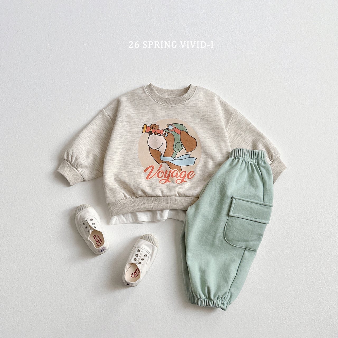 🌸預訂 韓國直送🌸🇰🇷VIVIDI三色飛行員小狗印花寬鬆衛衣