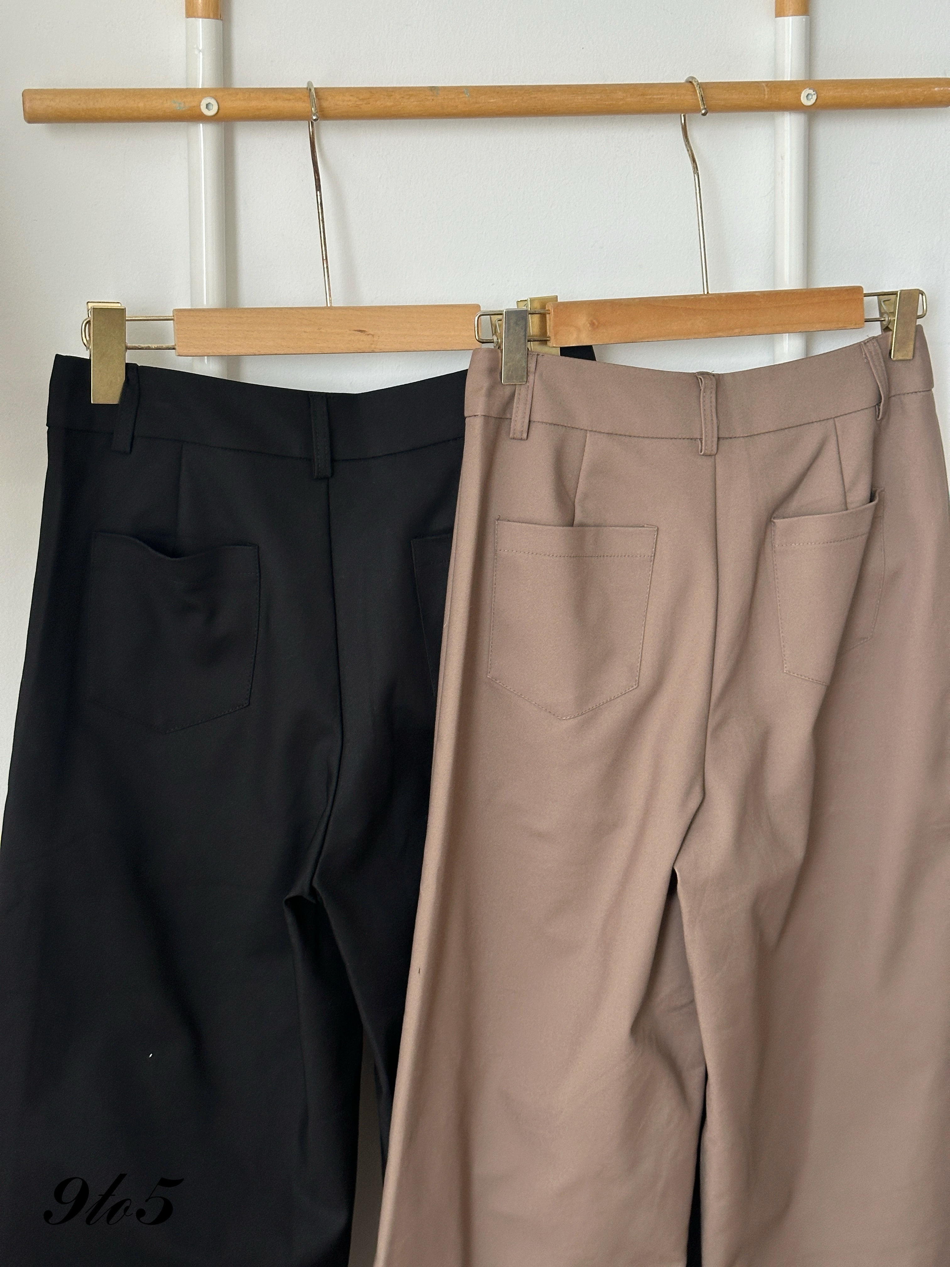S1980 Wide Leg Long Pants - Black & Brown