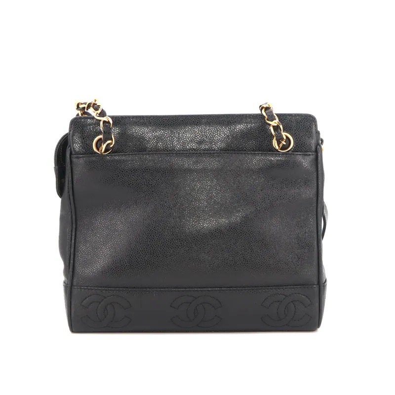 Chanel Triple Coco Mark Caviar Chain Tote Bag