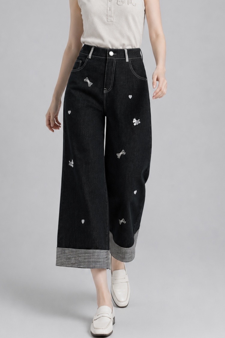 2146 Rosalie Embroidered Wide Leg Denim Pants