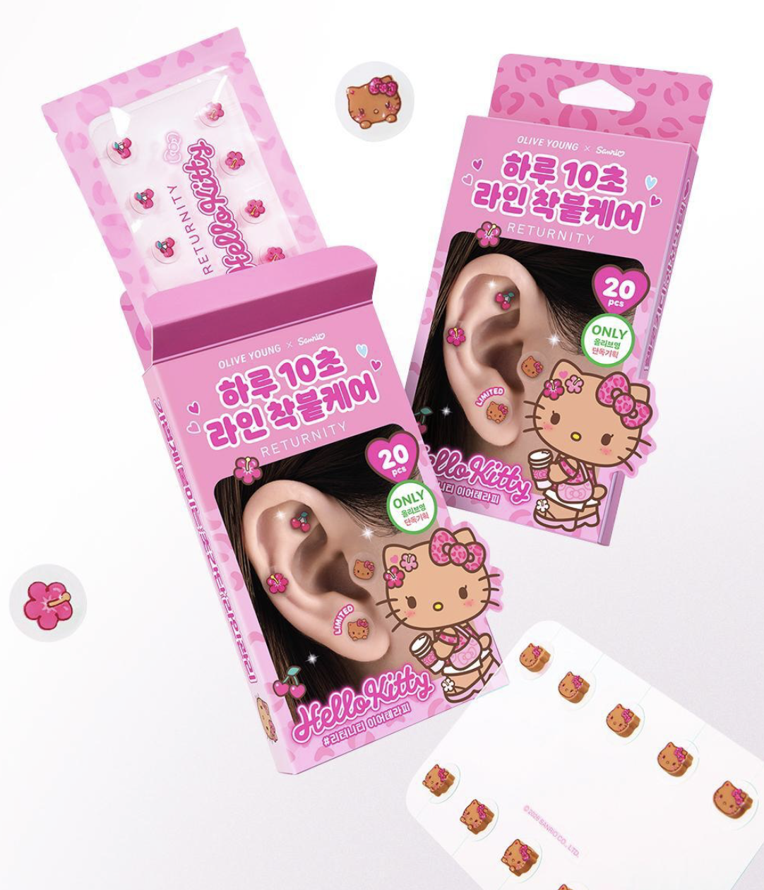 韓國 RETURNITY X Sanrio 乘聯 Hello Kitty 耳部穴道貼 20入 / 盒｜Ear Therapy