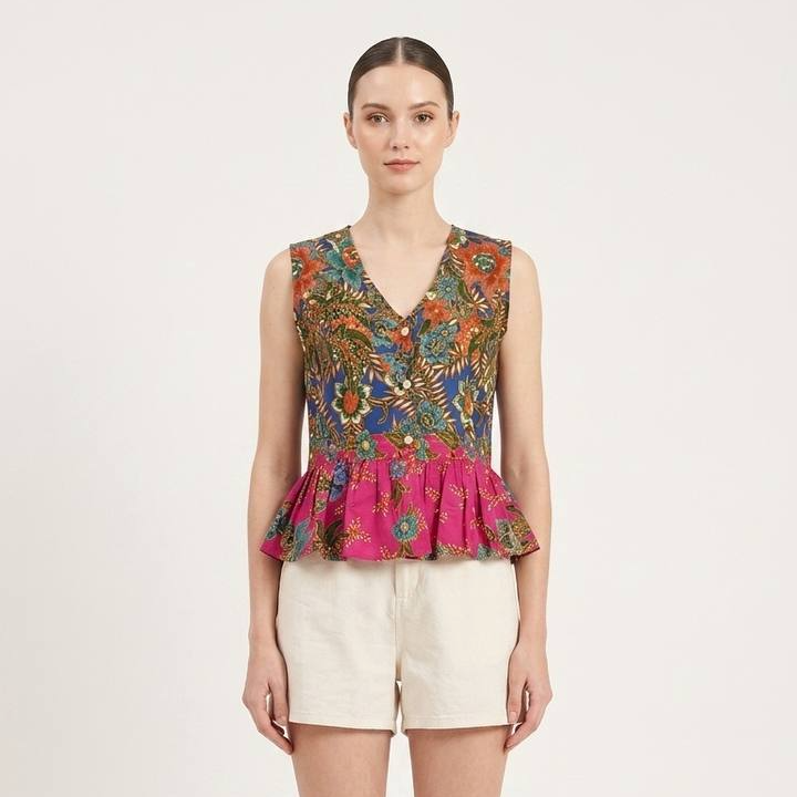 T2768 - Mekar Delima Peplum Batik Top 