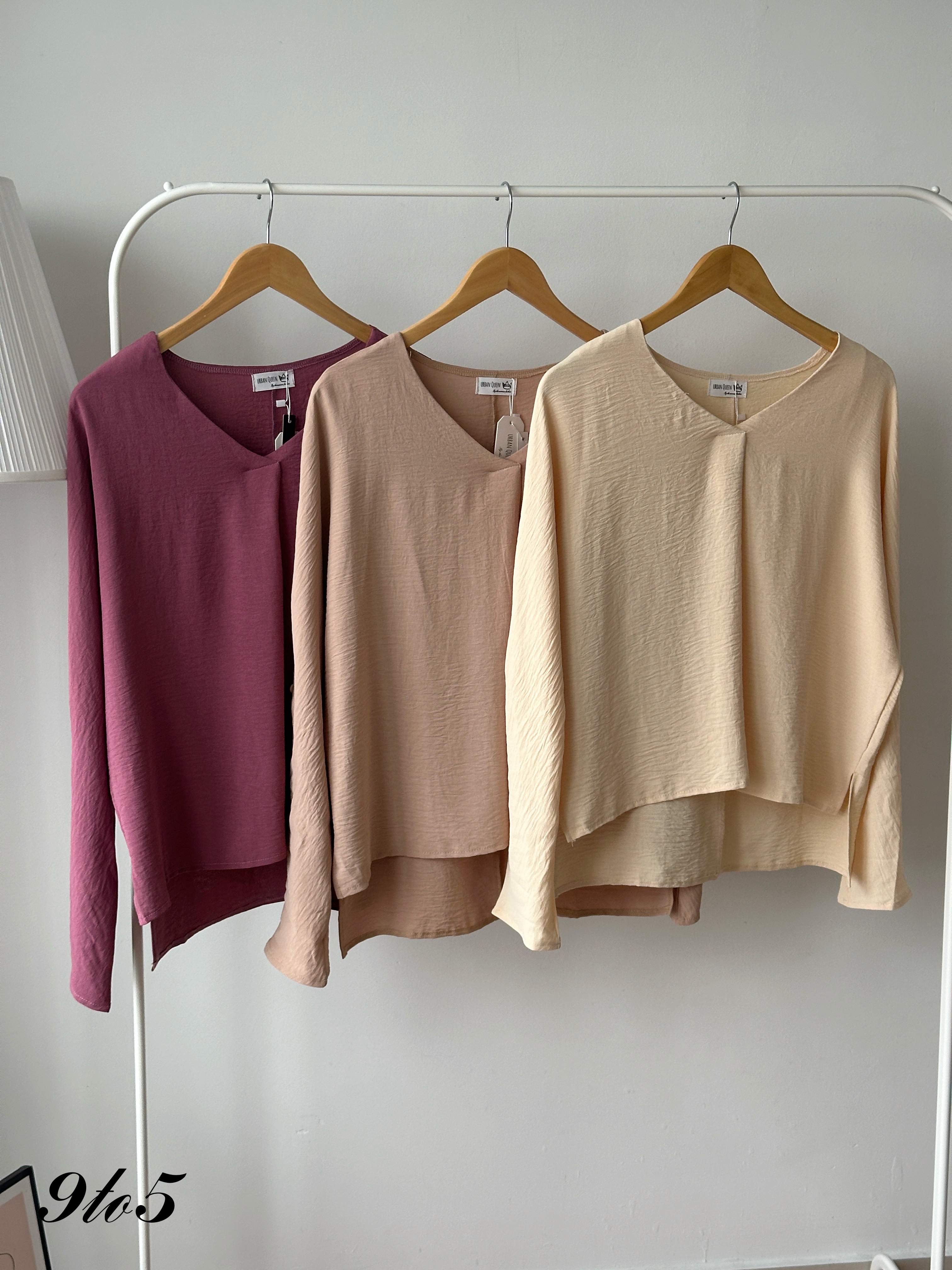 T4379 Long Sleeve V Neck Top - 3 Colors 