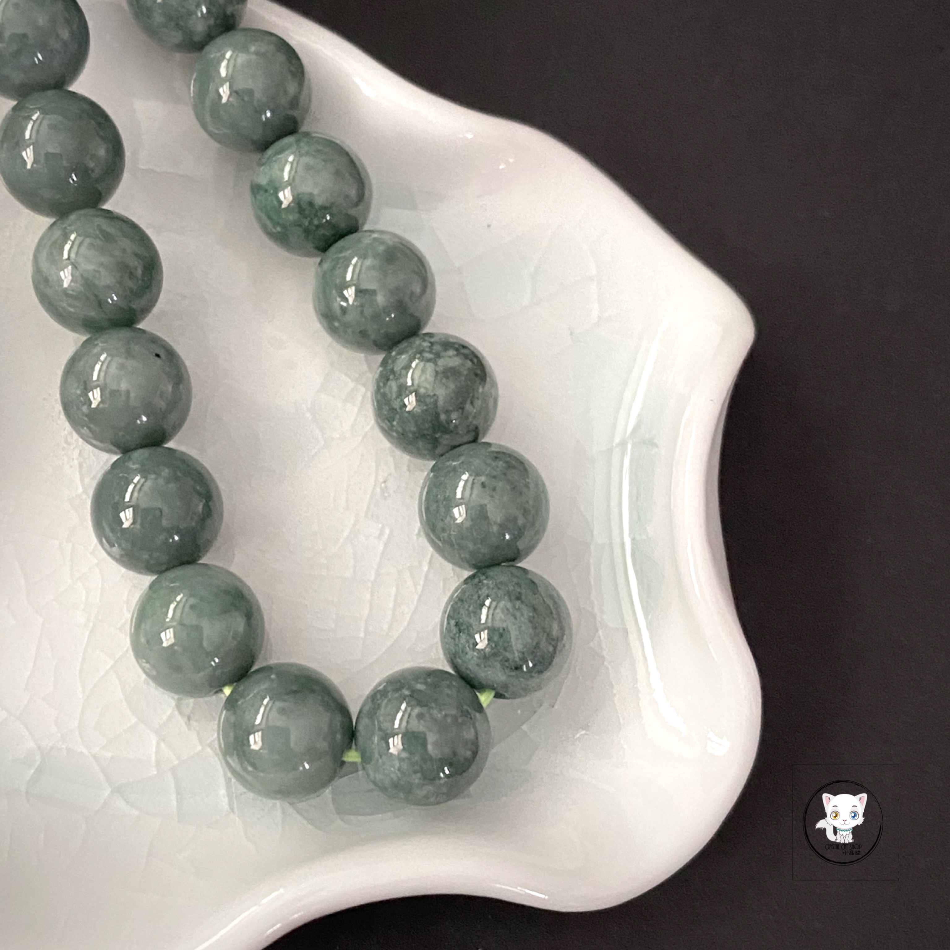 危地馬拉藍水翡翠手鏈 10mm