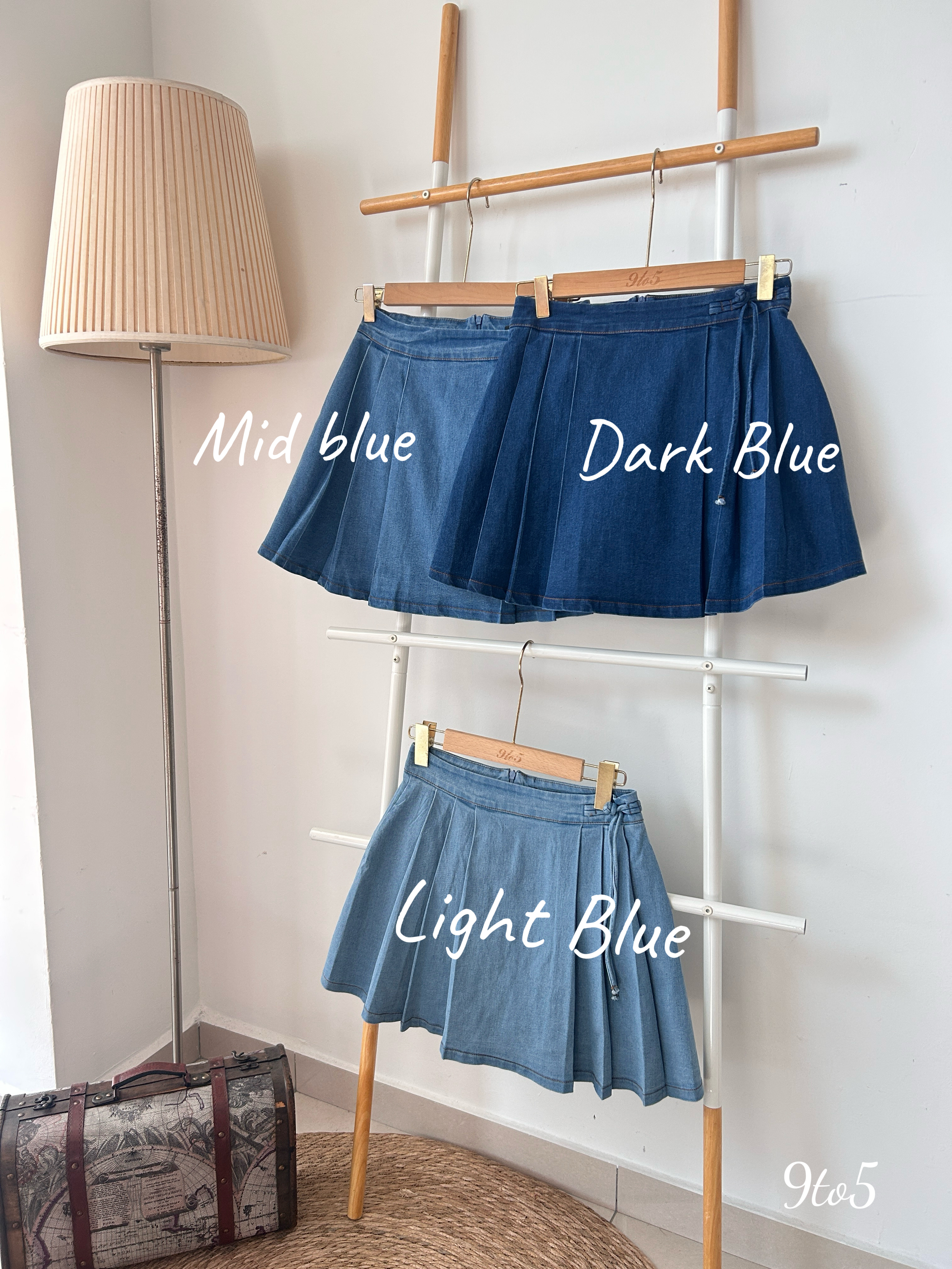 S1773 Denim Pleated Skirt - 3 Colors