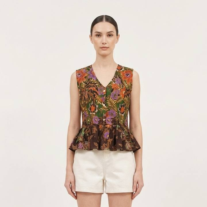 T2768 - Mekar Delima Peplum Batik Top 