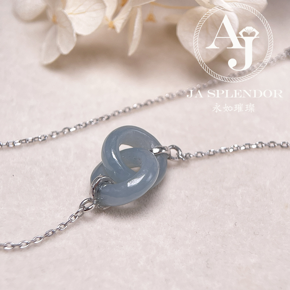 JN-2242 天然翡翠A玉 時尚愛你一生雙環吊墜連項鏈