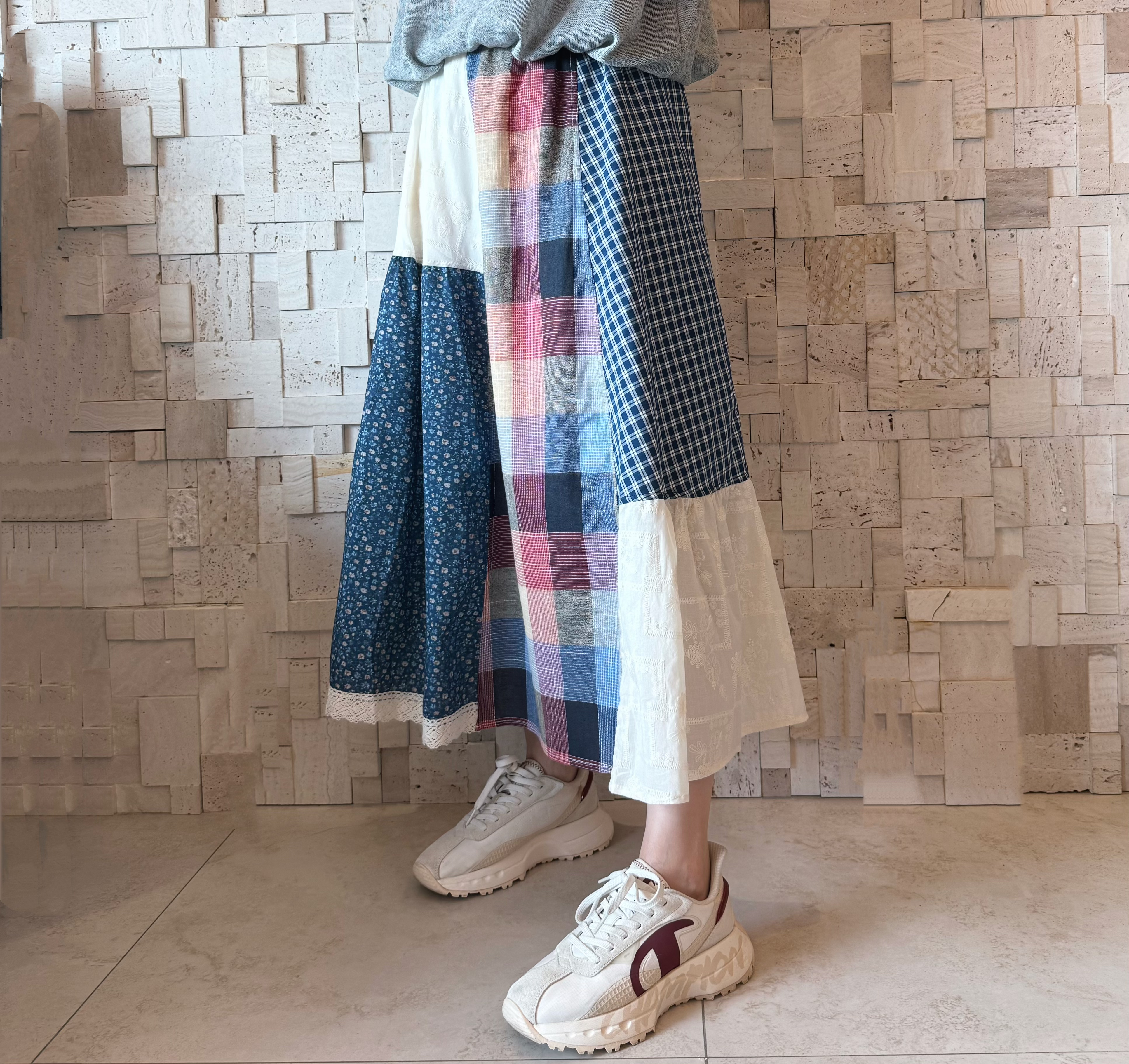 B00568 不規則拼布裙💙